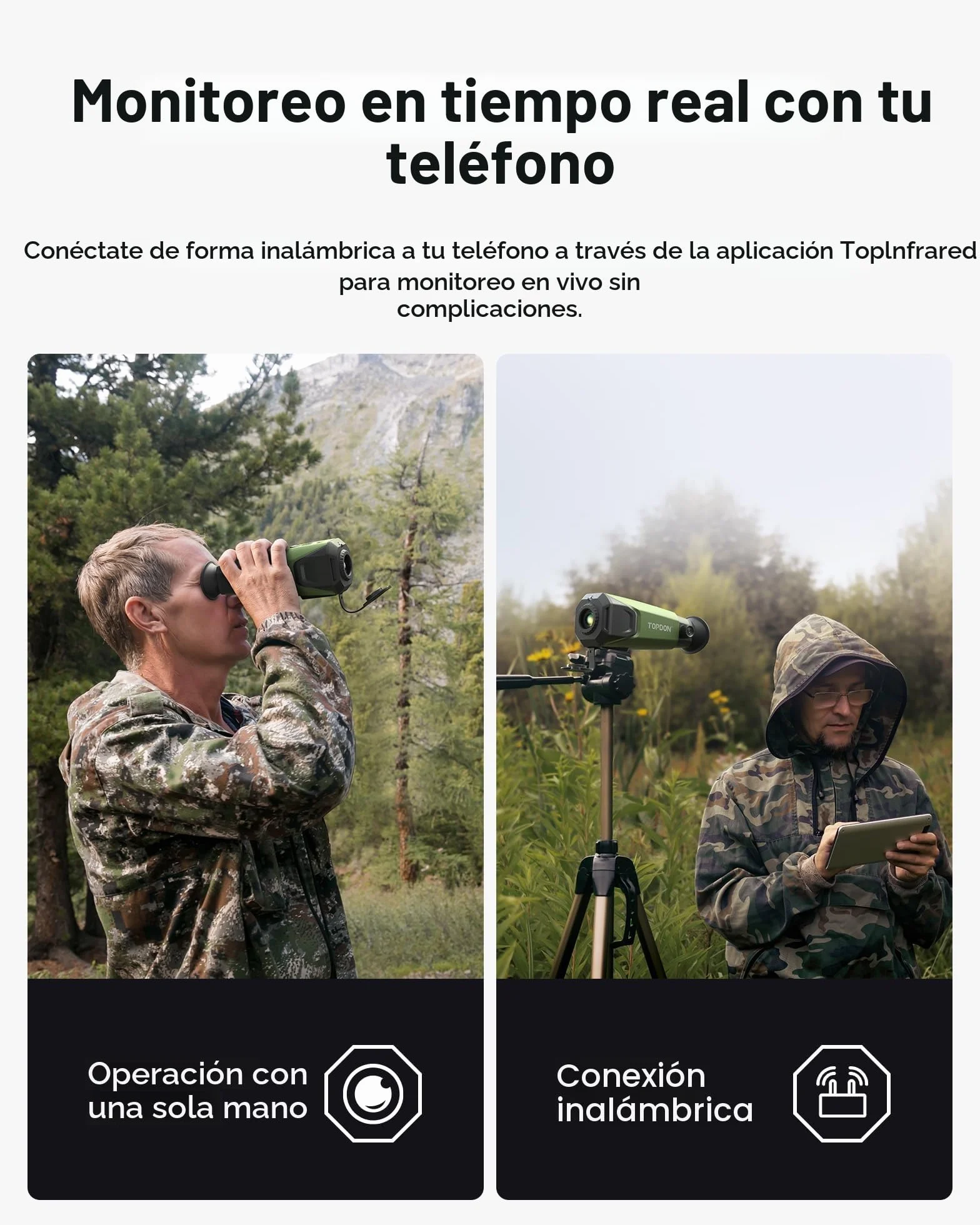 TOPDON Monocular termográfico TS004, 320x240 TISR Alta Resolución, 13 mm, 50 Hz, 32 GB de RAM, 11 Horas de batería, Ideal para exploración Nocturna al Aire Libre, observación de Fauna y Caza
