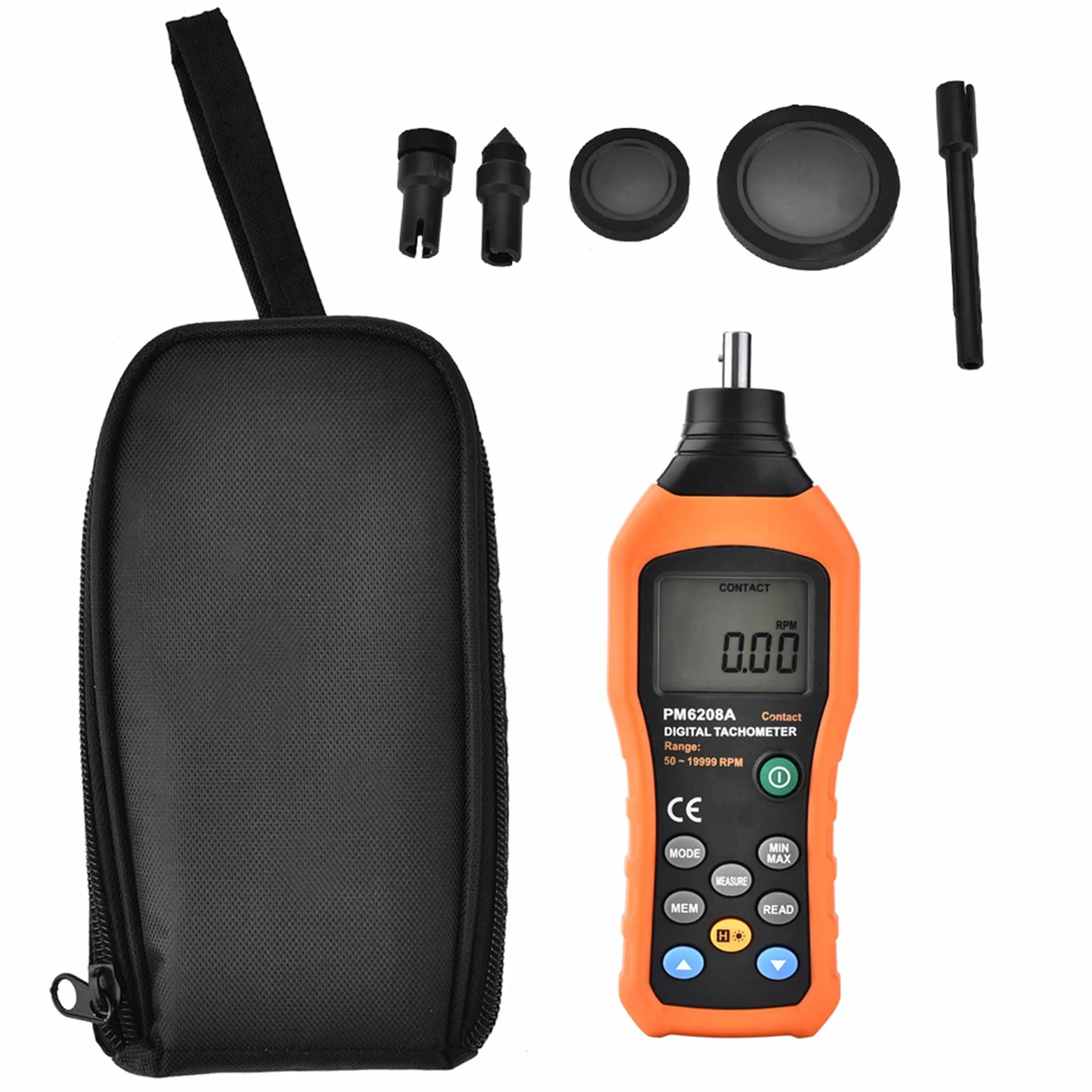 PEAKMETER PM6208A Medidor de tacómetro digital contacto Velocidad motor