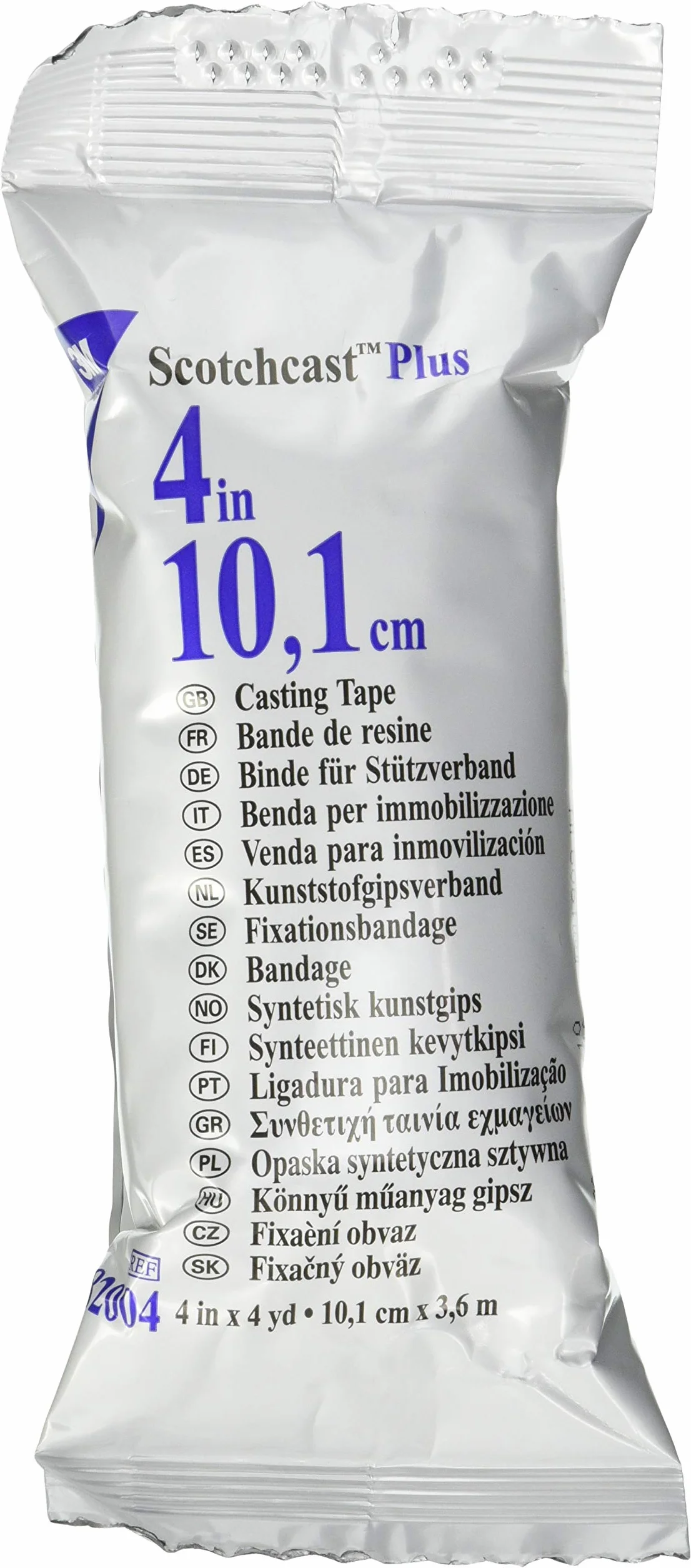 3M Scotchcast Plus, vendaje de fibra de vidrio con resina de poliuretano activable con agua, ligero, resistente, transpirable, color blanco, 10 cm x 3,65 m, paquete de 10 unidades