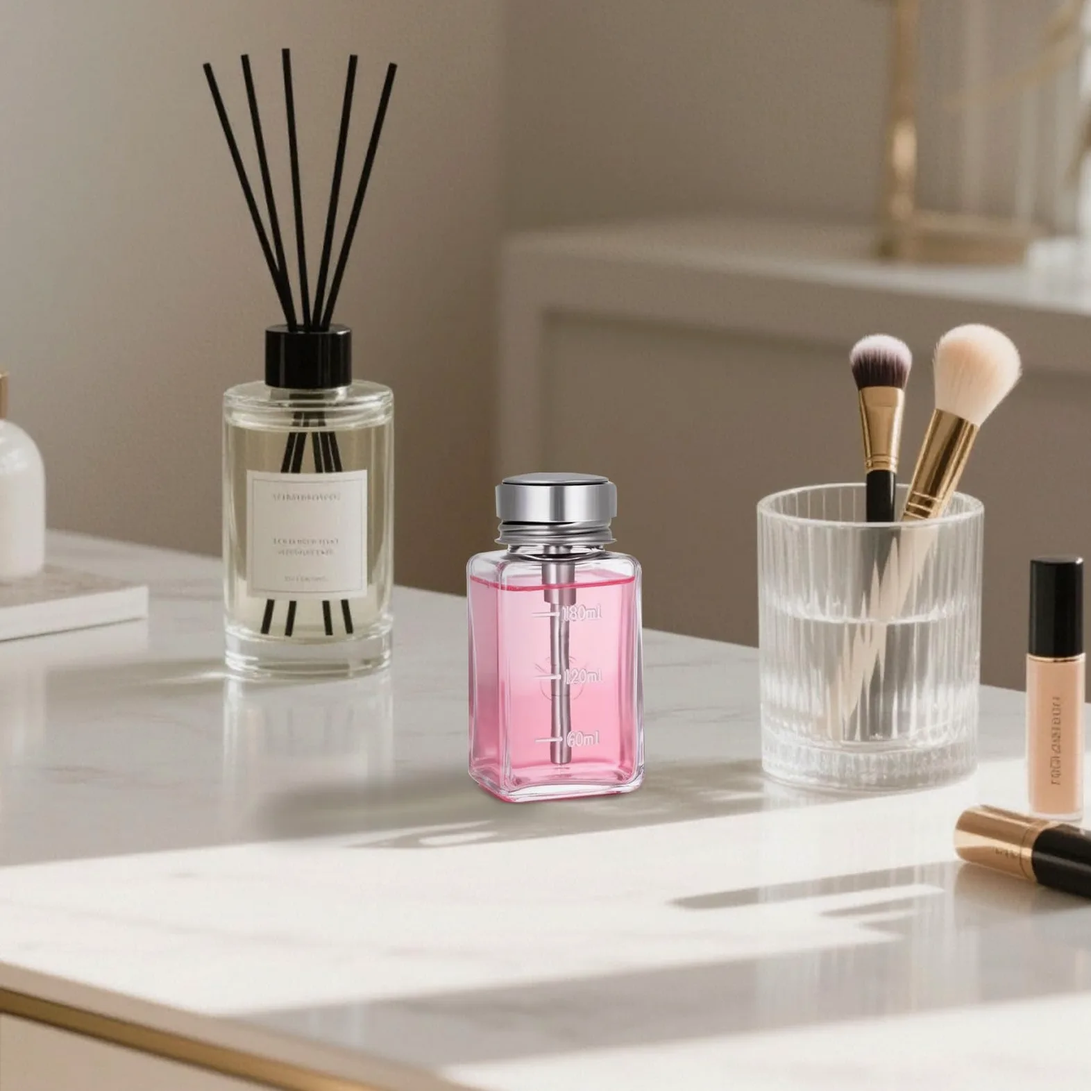 2 botellas dispensadoras transparentes de 180 ml