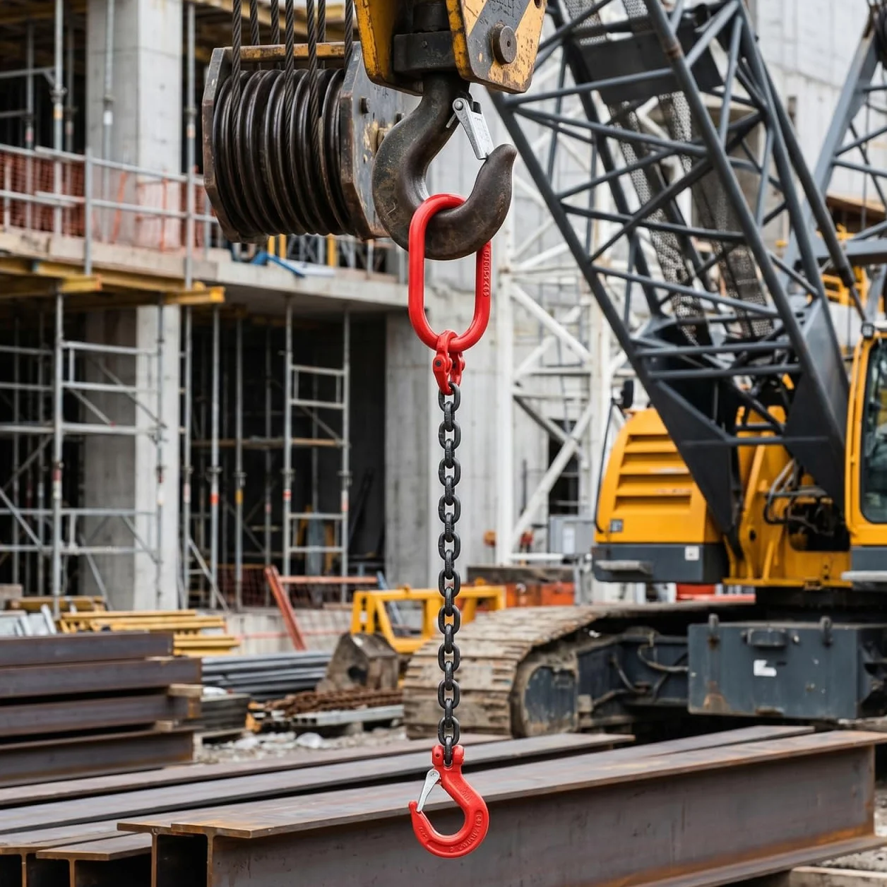 Cabilock Hebeschlinge 1-Strang-Hebekette Kettenschlinge mit Haken Manganstahl Arbeits-Rigging-Hebel
