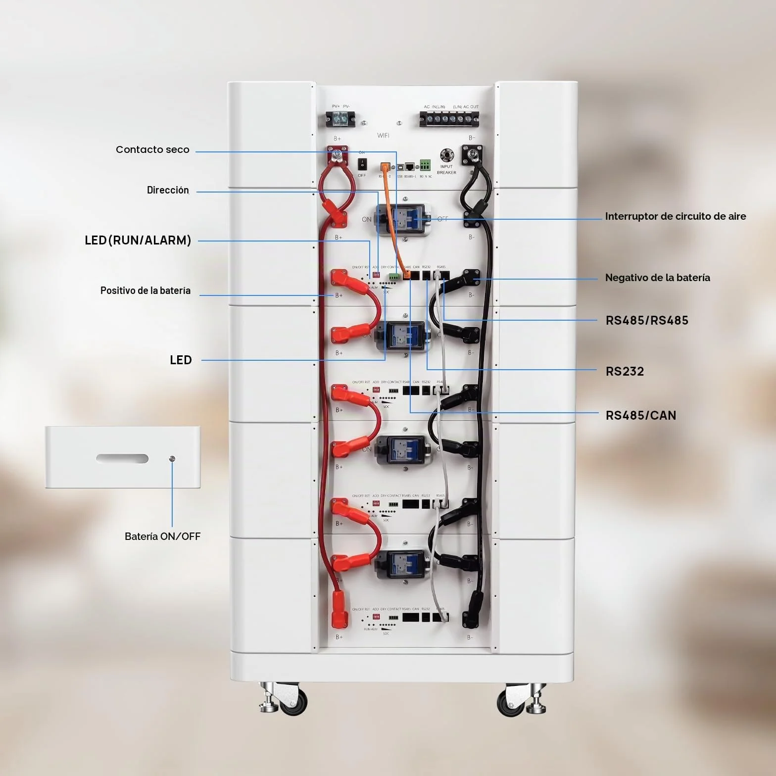 51.2 V 200 Ah Batería apilable LiFePO4 con inversor de 5 kW, estación de energía 10.24 kWh, batería de litio para sistema de almacenamiento solar/RV/sistema de almacenamiento de energía