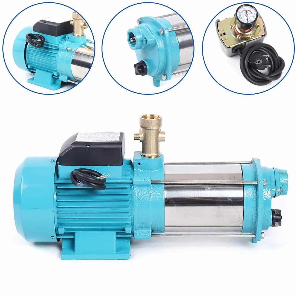 Bomba centrífuga de 1300 W, bomba de agua doméstica, bomba de jardín con manómetro e interruptor de presión, 220 V, bombas de agua para un jardín, bomba de agua eléctrica sumergible