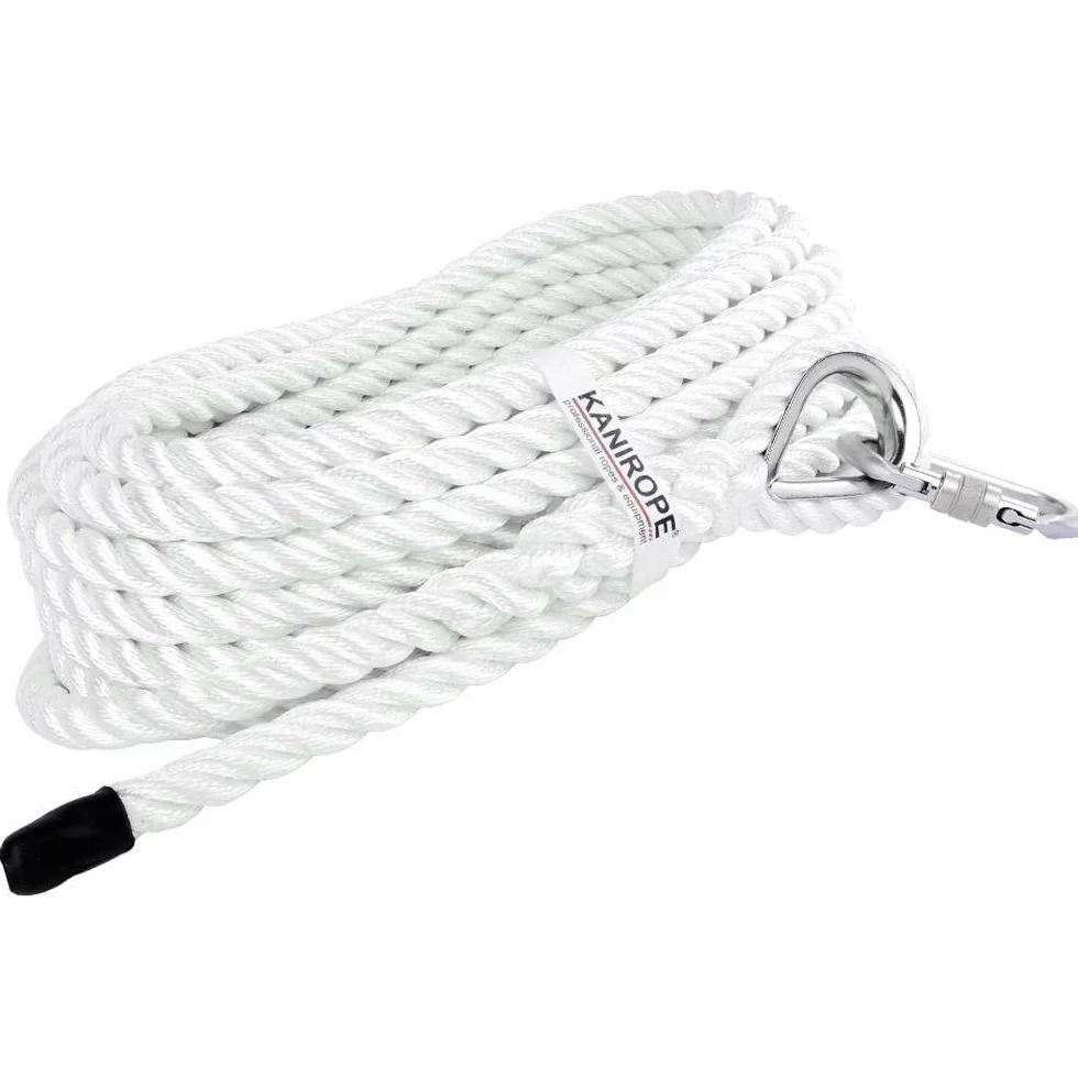 Kanirope LIFTPRO - Cuerda de ascensor (poliéster, 18 mm, 10 m, con guardacabos y mosquetón), color blanco