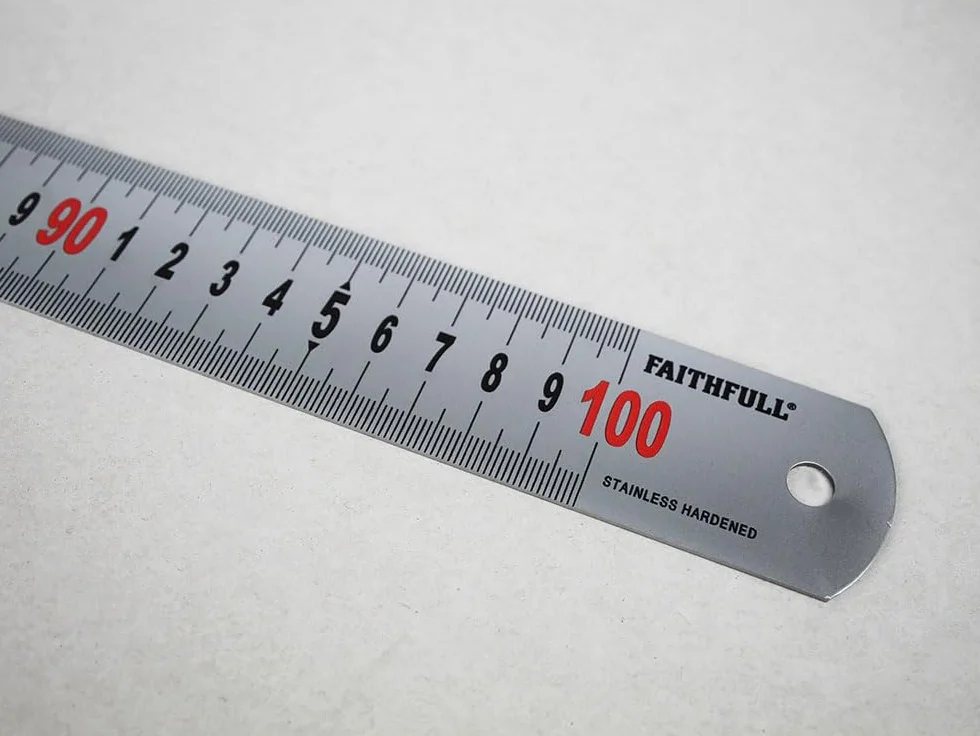 Faithfull Regla de medición 1 metro Acero inoxidable plateado mate con graduaciones métricas