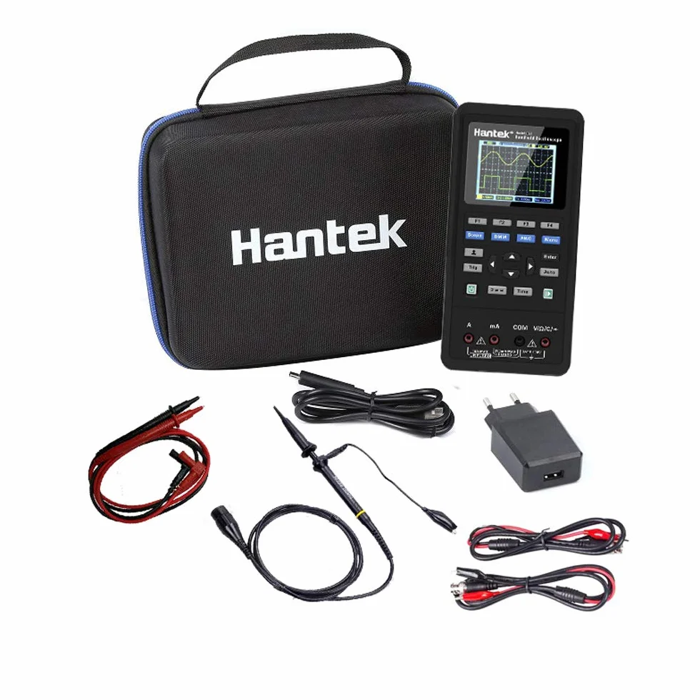 Hantek 2D72 3 en 1 Digital Osciloscopio Generador de forma de onda Multimetro USB Portátil 2 canales 70 MHz 250MSa/s Multifunción Ensayador