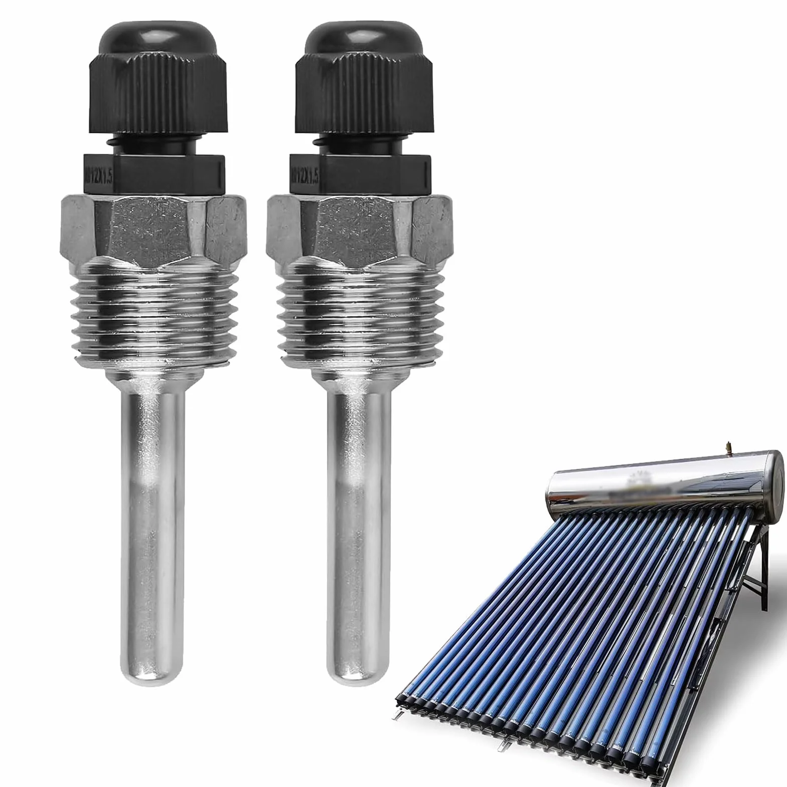 2 manguitos de buceo de 50 mm, manguito de buceo de 1/2 pulgadas, bolsillo térmico para termopar, rosca G1/2 pulgadas, manga de inmersión de acero inoxidable 304, tubos de protección para termopares