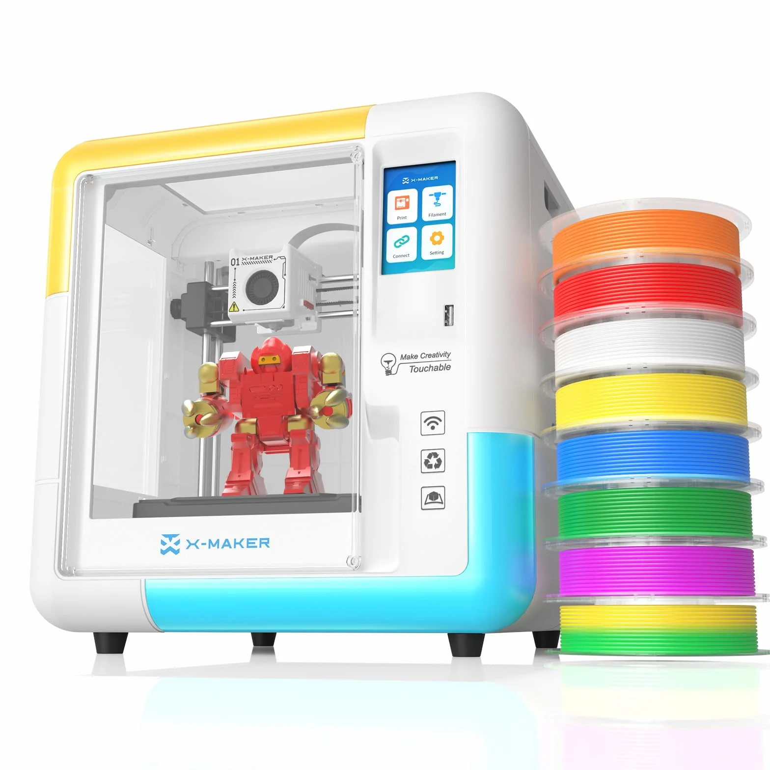 X-Maker - Impresora 3D con aplicación de diseño, totalmente cerrada, aplicación de diseño de IA, amplia colección de plantillas de juguetes 3D, con más de 15 módulos de diseño mini 3D, cambio rápido