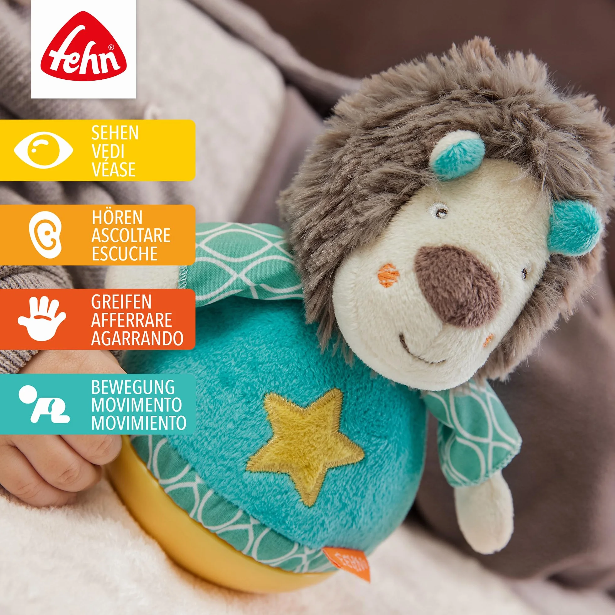 Fehn 066289 Tentetieso León Juguete Agarrar Empujar 18 cm Bebés 0 Meses