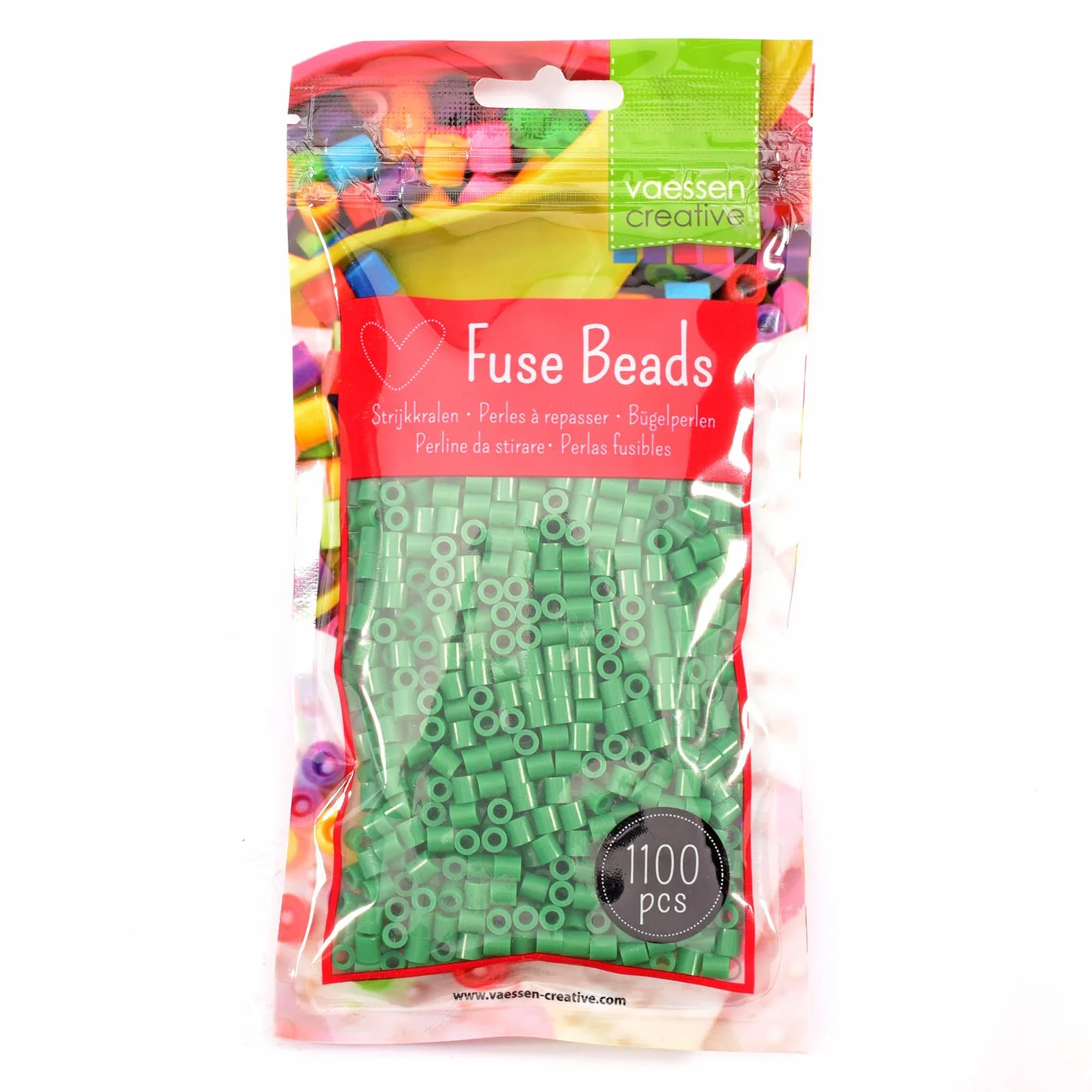 Vaessen Creative Perlas Fusibles Verde Set 1100 Piezas Manualidades DIY Creación Joyas