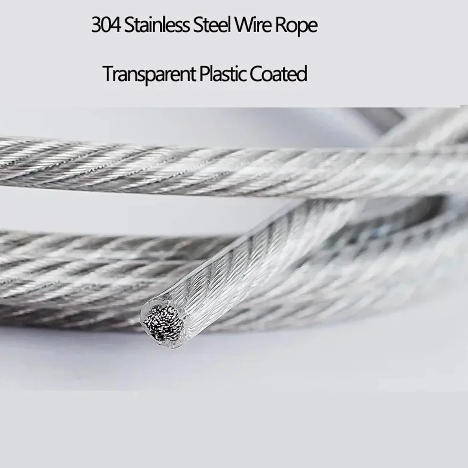 Alambre De Acero Plastificado Cable de acero inoxidable 304, recubierto plástico transparente PVC, sin rebabas, diámetro 2,0 mm, longitud 50 a 100, m(100.0meter)