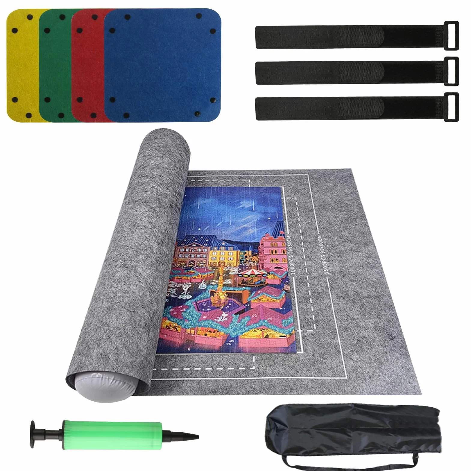 Tapete para Puzzle de hasta 1500 Piezas, Estera de Rompecabezas Portátil Roll Up