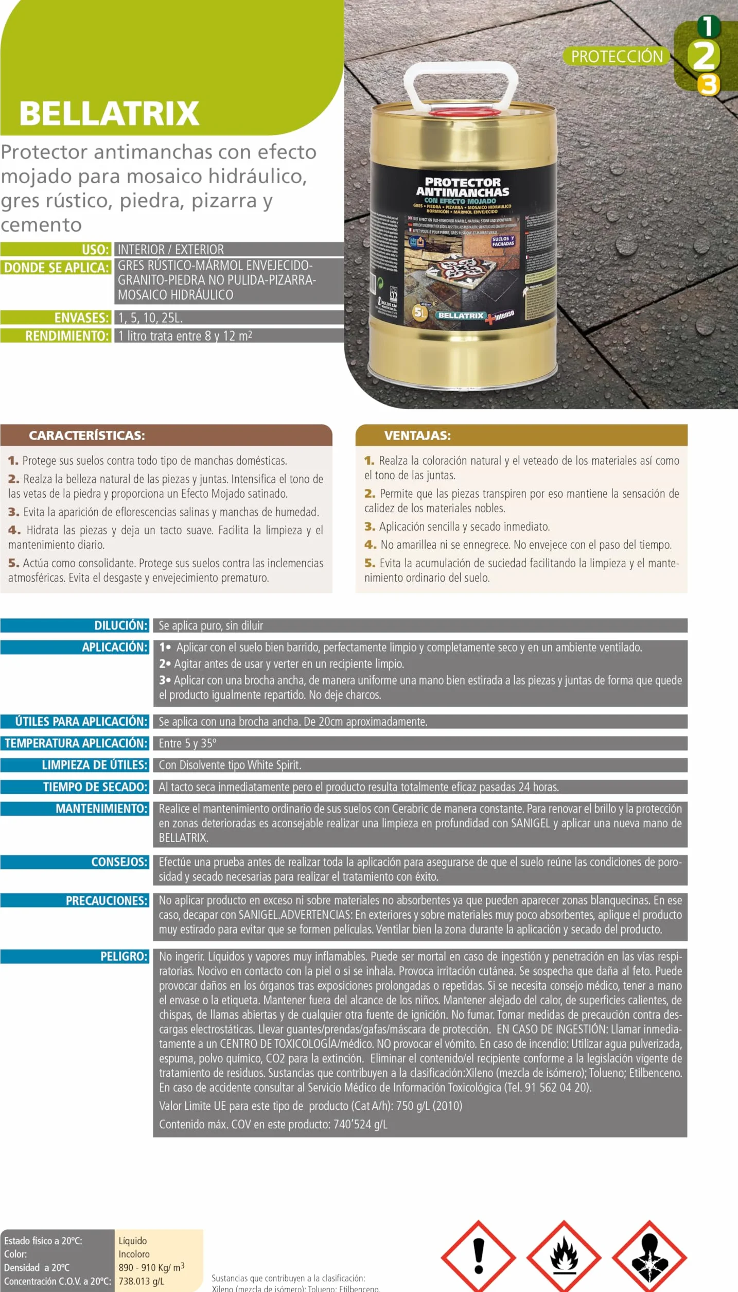 Monestir Bellatrix, Protector animancha con efecto Mojado, 5L, El embalaje puede variar