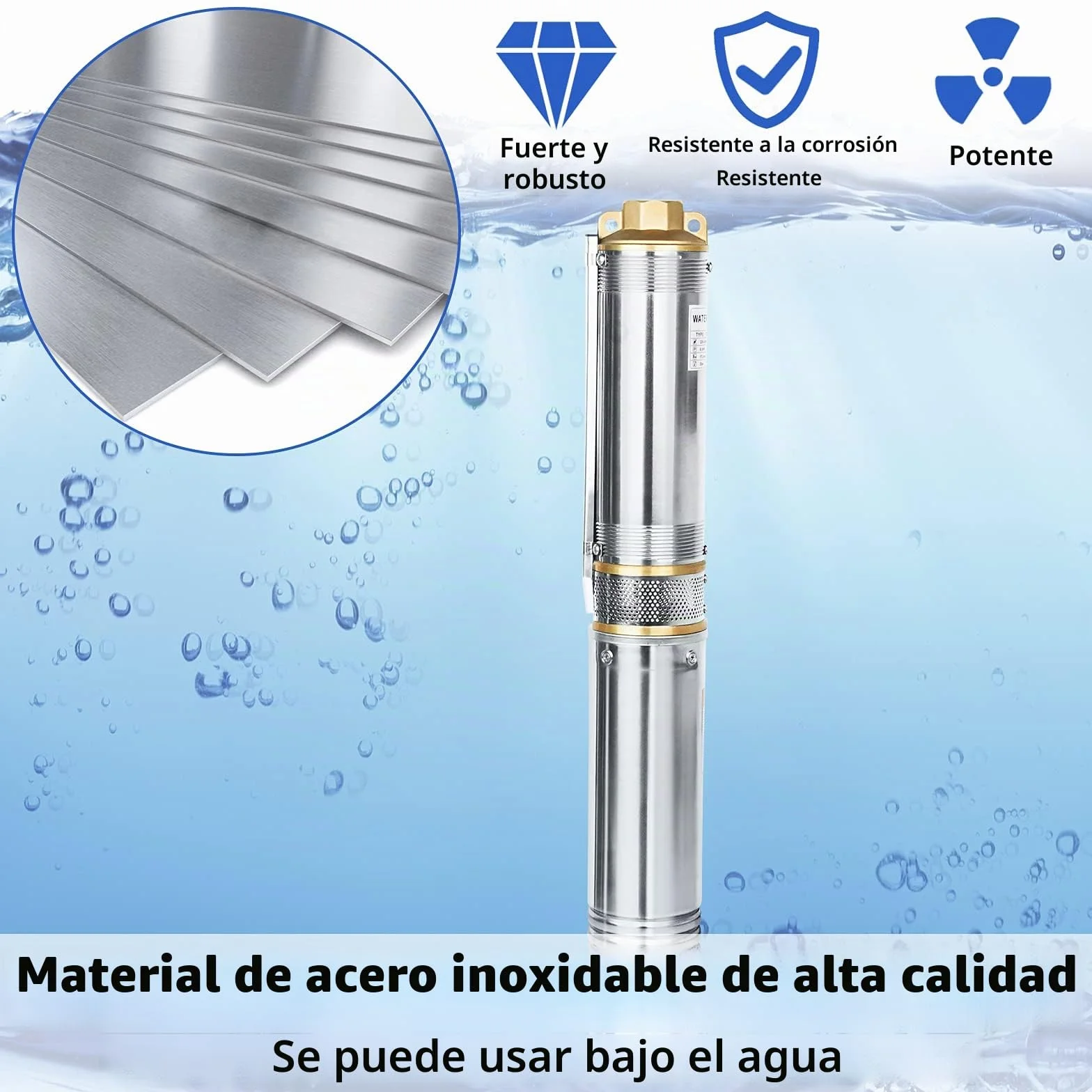 UISEBRT Bomba para pozos profundos, 4 pulgadas, 0,37 kW, acero inoxidable, compatible con arena, capacidad de extracción de hasta 4.000 l/h, bomba sumergible de 92 mm de diámetro