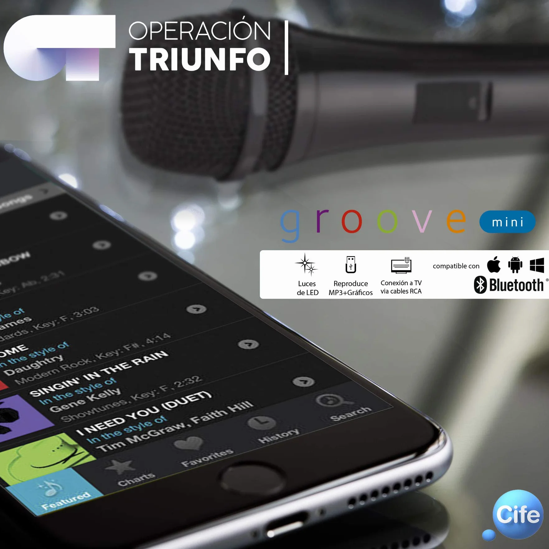 Operacion Triunfo Karaoke Negro con Luces LED