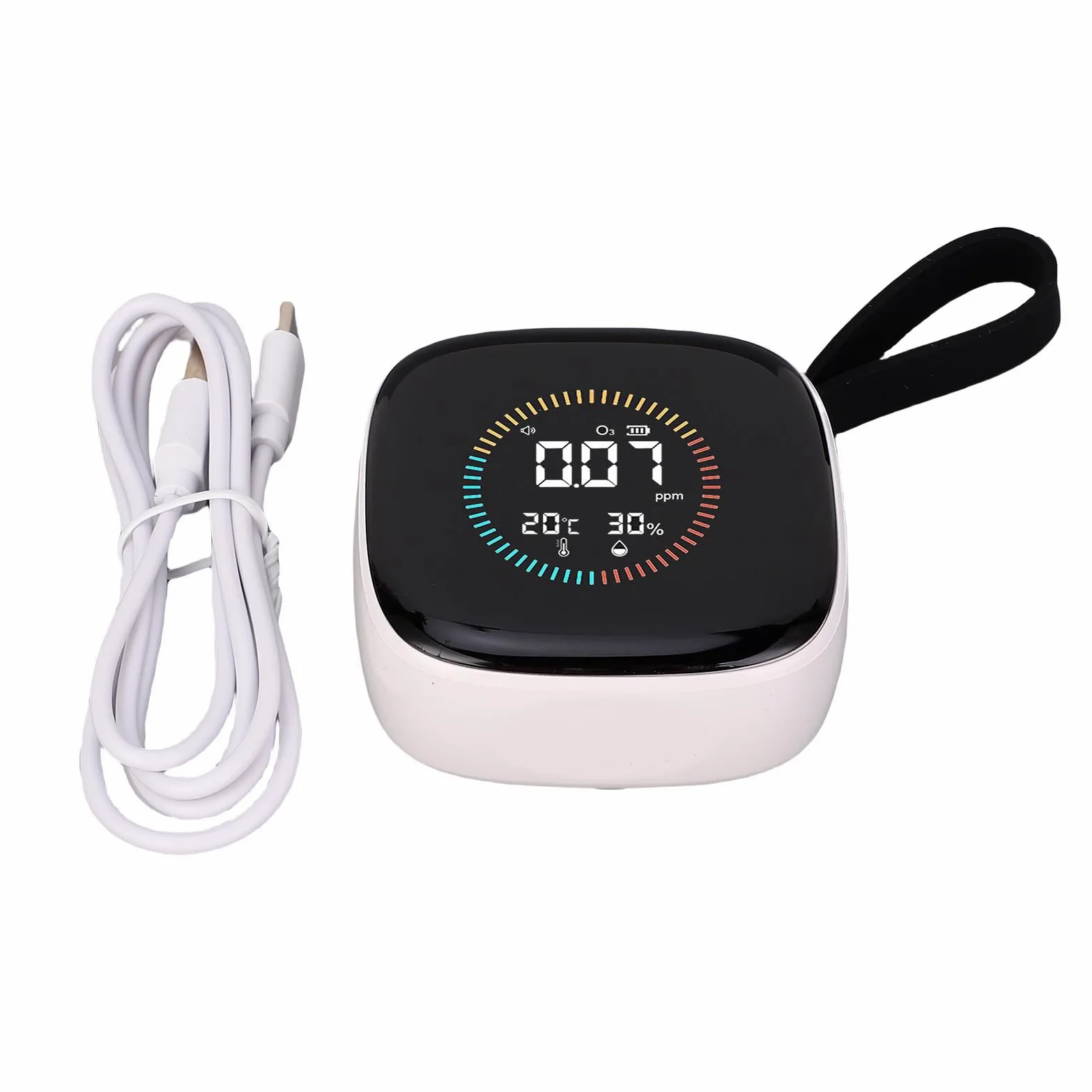 Walfront Medidor de Calidad de Aire O3 3 en 1, 0-50PPM, Portátil con Pantalla LCD, Batería Recargable y Cordón para Viajes, Camping y Picnic