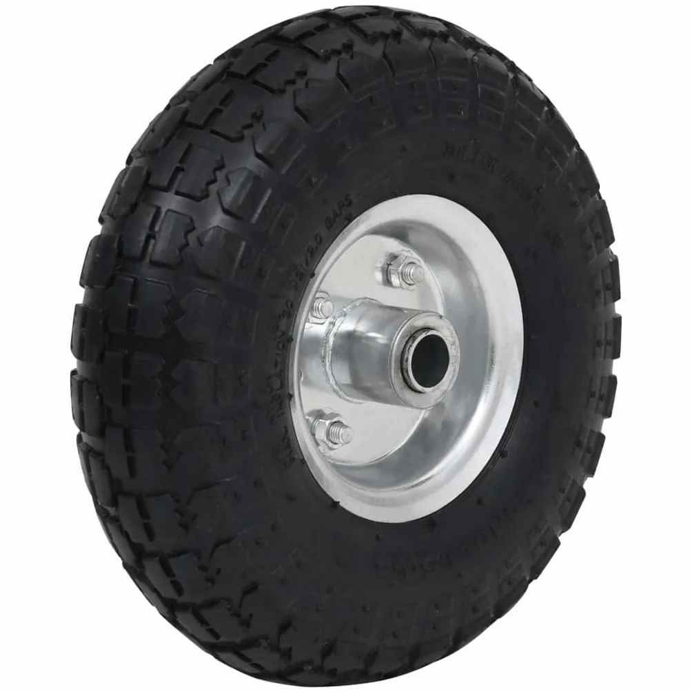 2 ruedas para carretilla, 2 unidades, 260 x 83 mm, goma 4,10 3,50-4, llanta de metal, resistente a pinchazos, 100 kg por rueda, para carretillas, carros de mano, carros de transporte, taller