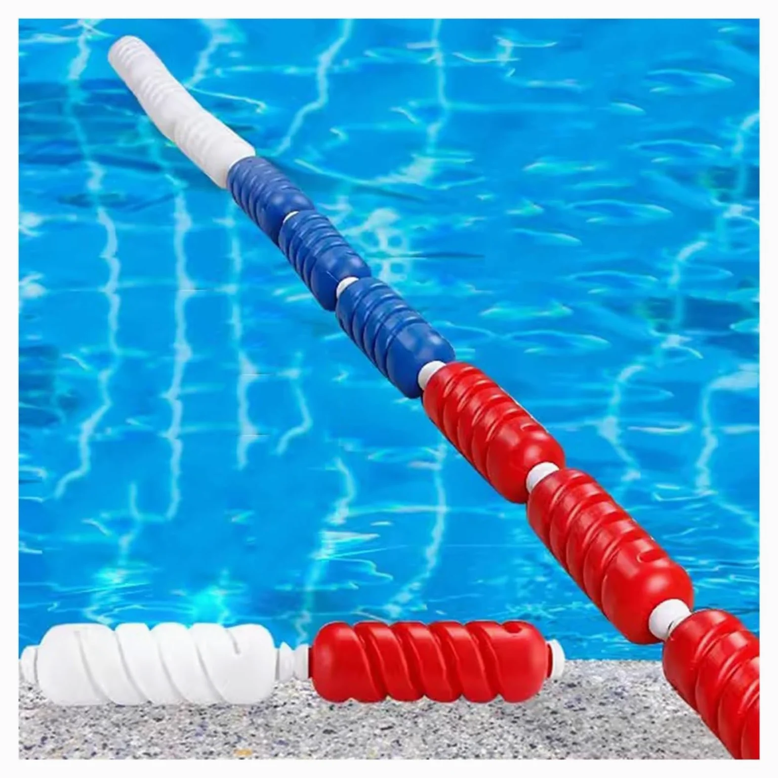 Línea de flotador de piscina, cuerda de alambre de acero con flotadores de flotabilidad, divisor de piscina para uso en interiores y exteriores