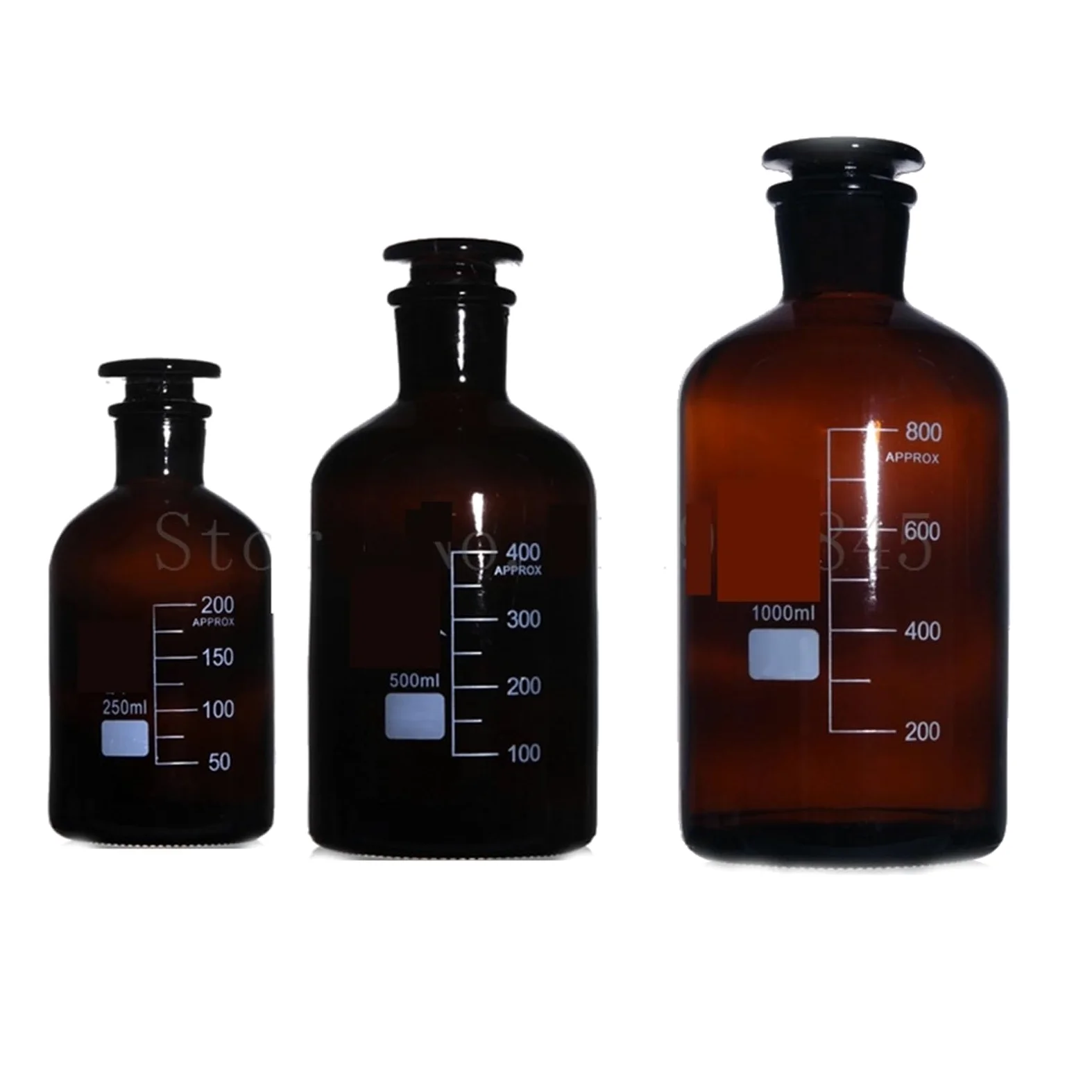 Botella de reactivo de vidrio, Frasco de vidrio for reactivo de laboratorio, de boca estrecha y boca pequeña, con tapón esmerilado, multicolor, de 60 ml a 1000 ml(1000mL 1pc)