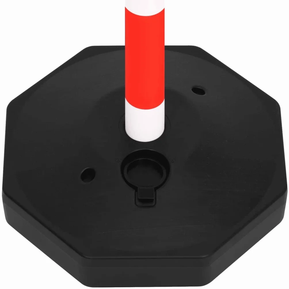 Juego de postes de cadena con cadena de plástico de 10 m, 4 postes de polietileno de 90 cm de alto, barrera reflectante para aparcamiento, carreteras, obras de construcción, terrenos de