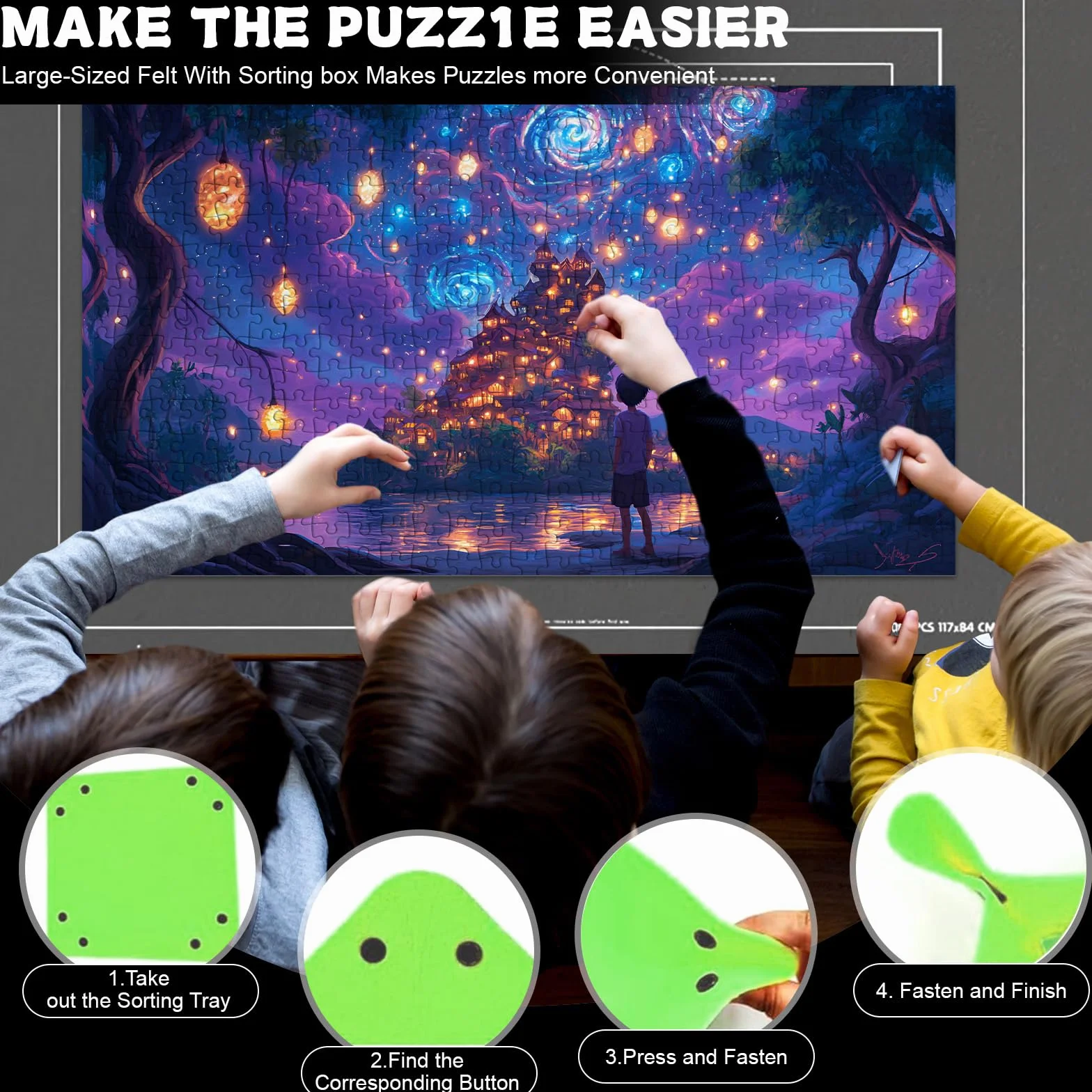 Puzzle Mat 3000 Pieces Portable Felt Puzzle Guard Mat (Grey)