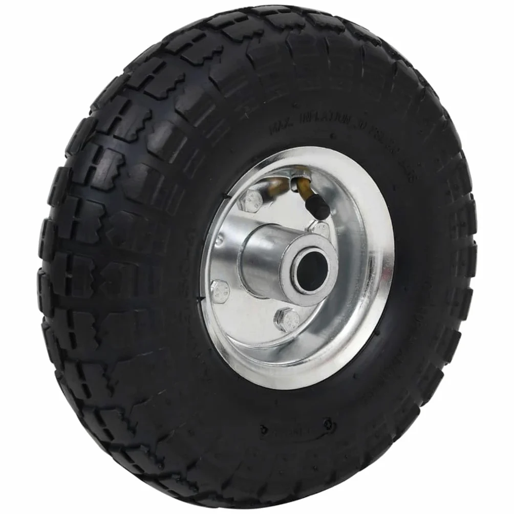 2 ruedas para carretilla, 2 unidades, 260 x 83 mm, goma 4,10 3,50-4, llanta de metal, resistente a pinchazos, 100 kg por rueda, para carretillas, carros de mano, carros de transporte, taller