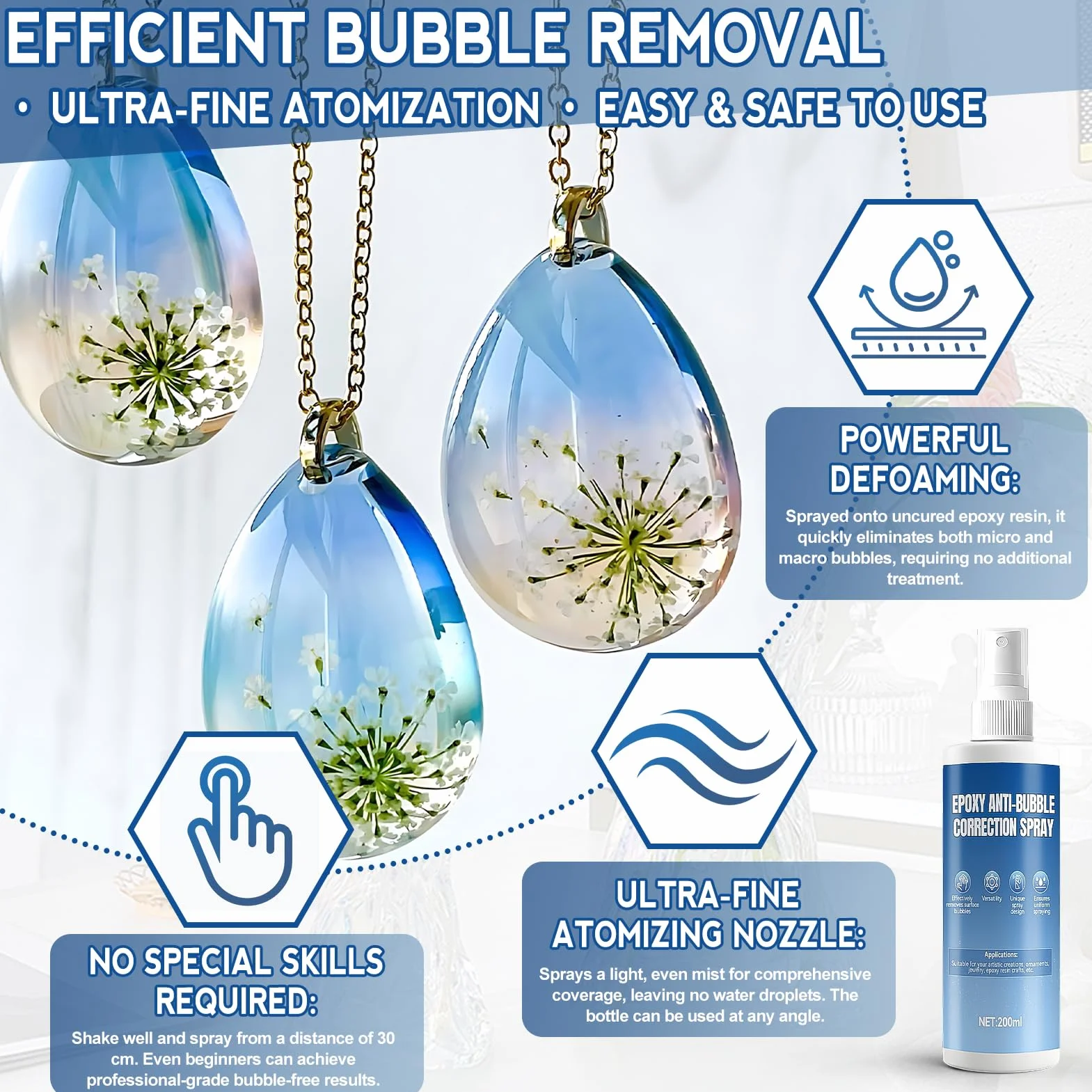 Spray Anti-Burbujas Para Resina Epoxi, Elimina Burbujas Superficiales, 200ml