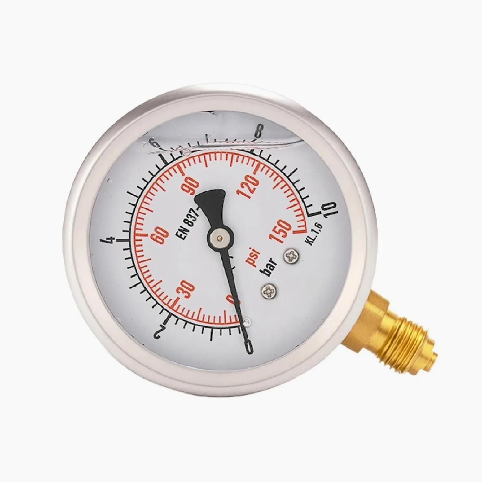 Manómetro, Manómetro de acero inoxidable a prueba de golpes, medidor de presión de gas y aceite hidráulico G1/2 de alta precisión de grado industrial de 0 a 1000 bar | 0-60bar