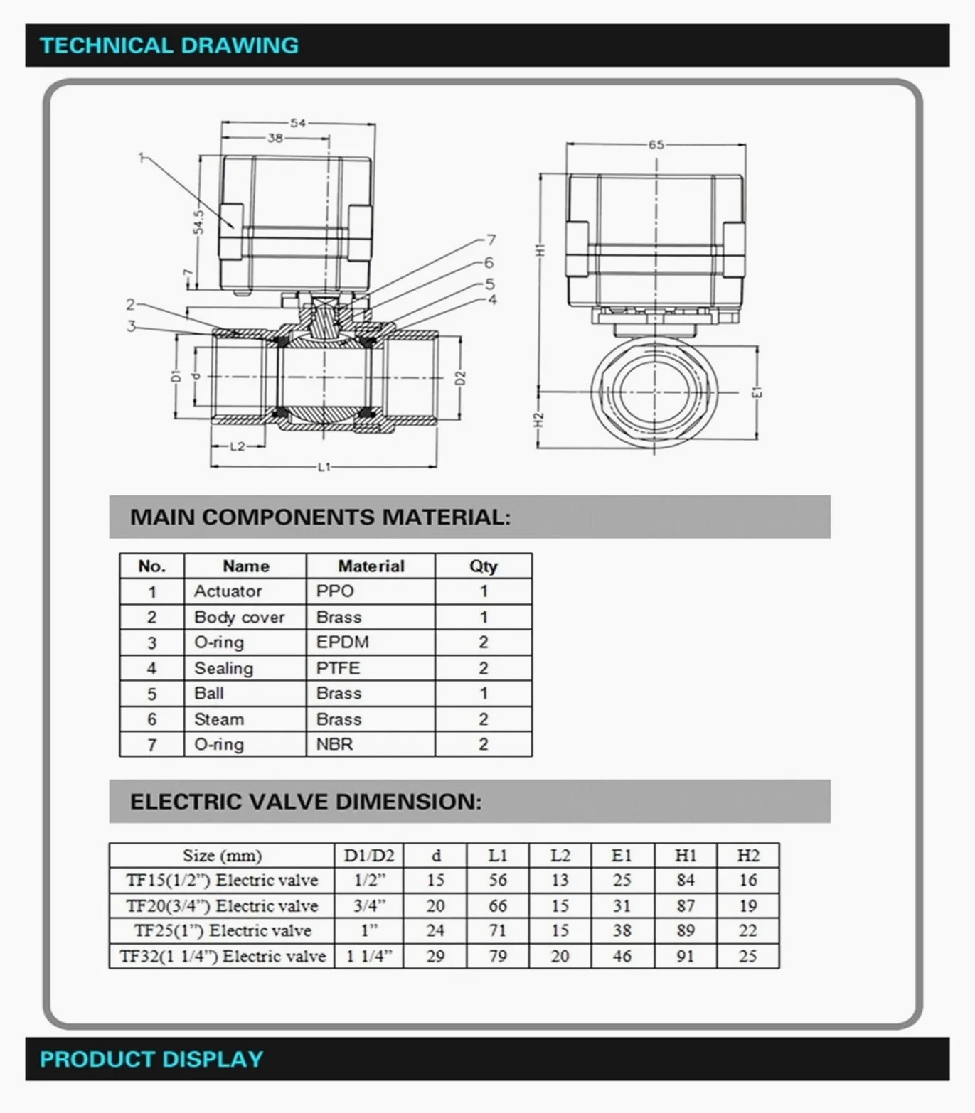 TF20-B2-C Válvula eléctrica de 2 vías de latón BSP/NPT 3/4'' DN20 de puerto completo, normalmente abierta/cerrada, con indicador, CA 110 V-230 V, engranaje metálico(Bsp,CR202 Normally Close)