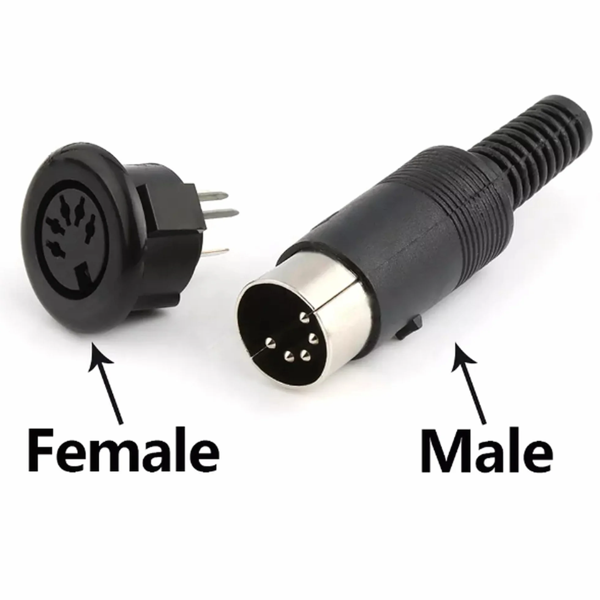Conector Mini DIN Audio Y Vídeo Hembra 5 Pines PCB Montaje en Placa Negro