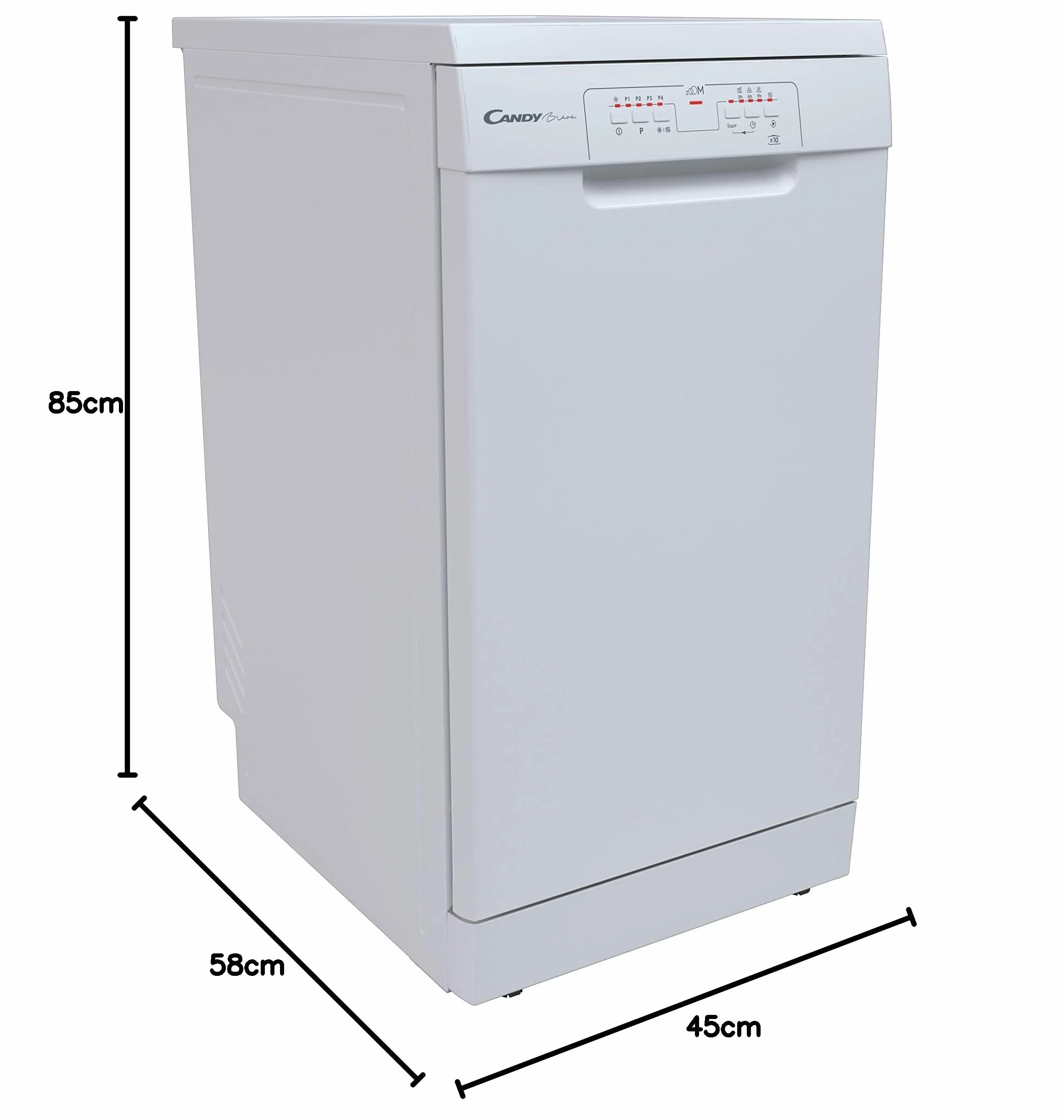 Candy Brava CDPH 2L1049W-01 Lavavajillas 45 cm 10 Servicios 5 Programas 49 dB Blanco