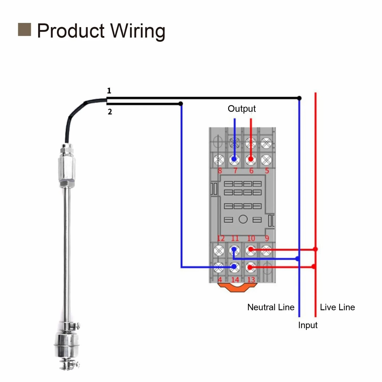 Controlador de líquido del Sensor de nivel de agua del interruptor de flotador ajustable de acero inoxidable 304(Single-ball-400mm)