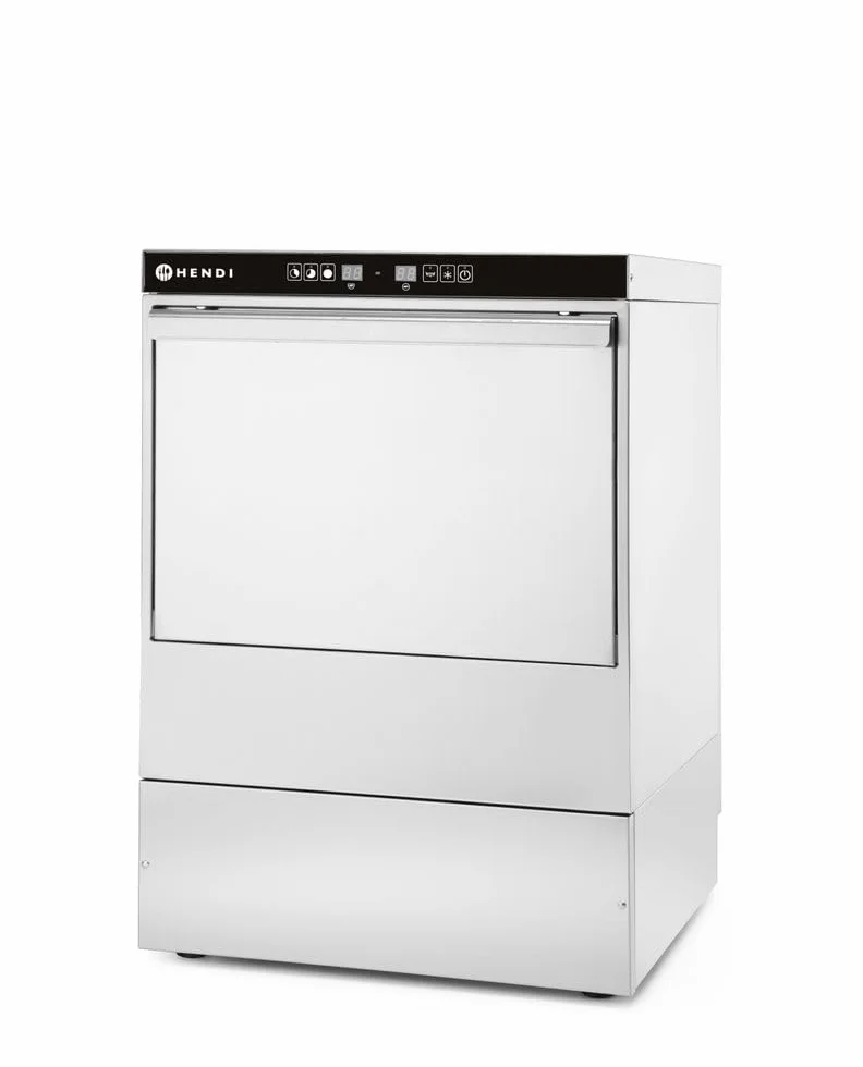 HENDI Lavavajillas industrial, para cestas 50x50cm, con control electrónico, máquina lavaplatos lavavasos lavacopas, 400V, 6600W, 570x600x(H)830mm, acero inoxidable