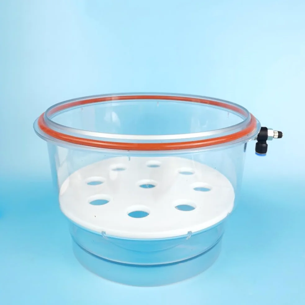 Secador de Vacío de Plástico de 150 Mm, Desecador de Laboratorio, Secado Al Vacío, Almacenamiento, Válvula Doble con Manómetro.
