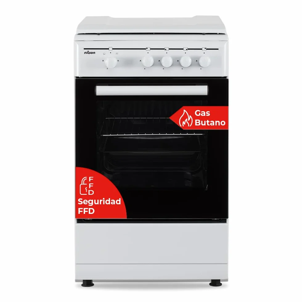 Nilson Cocina Gas Butano 4 Zonas Horno 43 L Blanco NKG4500TM