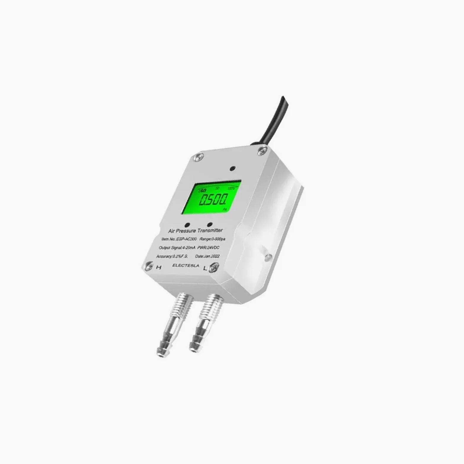 Sensor de presión de Aire LCD RS485 de 4-20mA, transmisor Digital de presión diferencial de Viento, transmisor de presión de Gas de 50-0-50Kpa(0-5V Output,0-50Kpa)
