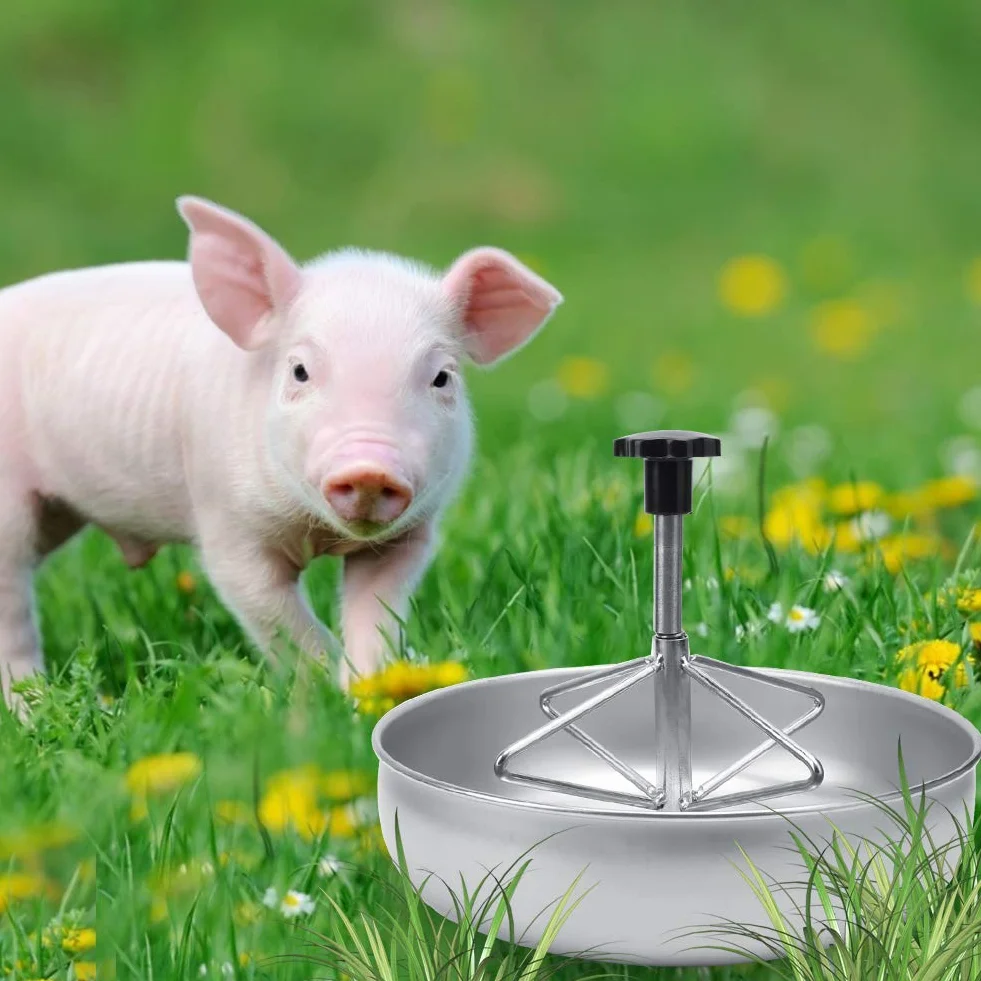 Comedero para cerdos, de acero inoxidable, con barra de surcos de plástico, para lechones, perros y gatos