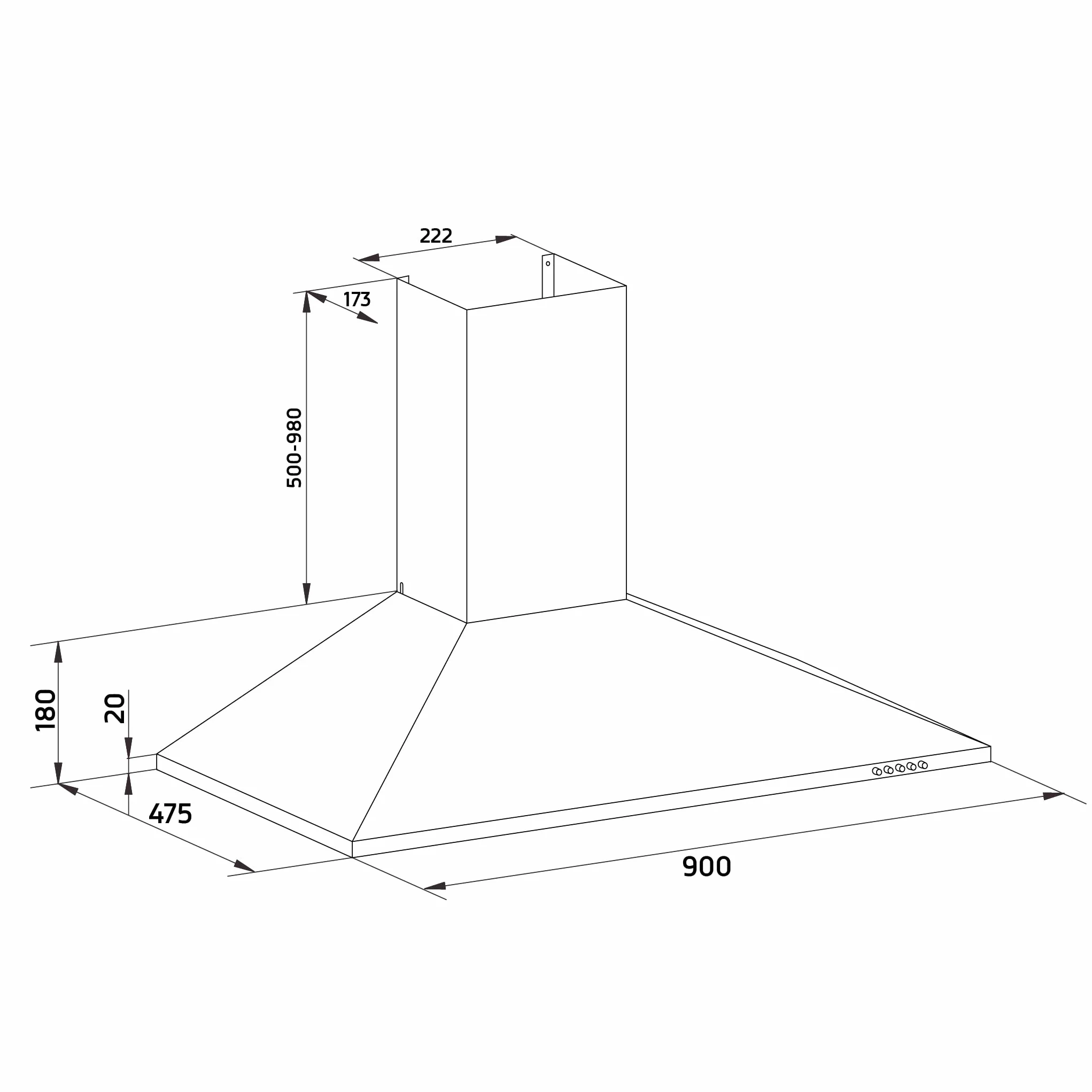 Orbegozo Campana Extractora Decorativa 90 cm 3 Niveles Potencia Luces LED Succión 329 m3/h 65 W