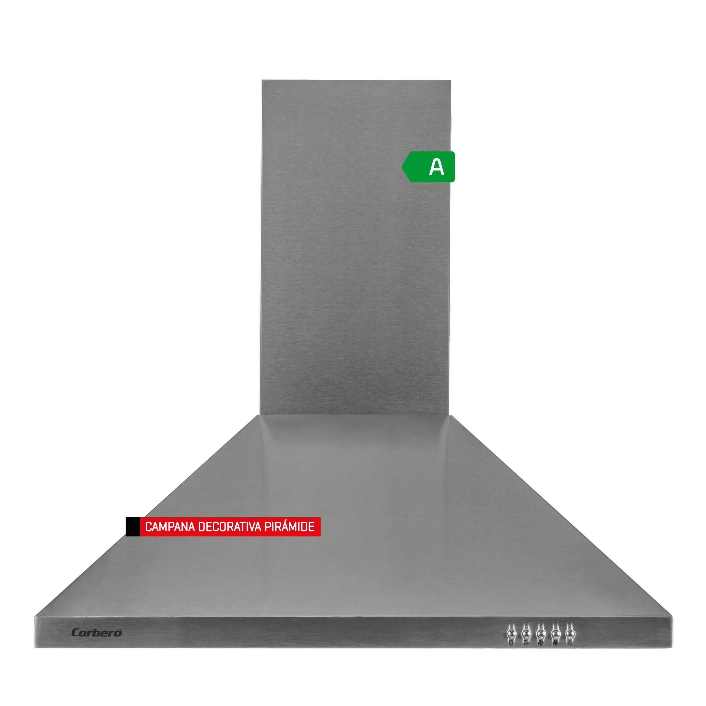 Corberó Campana Extractora Pirámide 70 cm 621,71 m3/h 168W 3 Velocidades Luz LED Inox