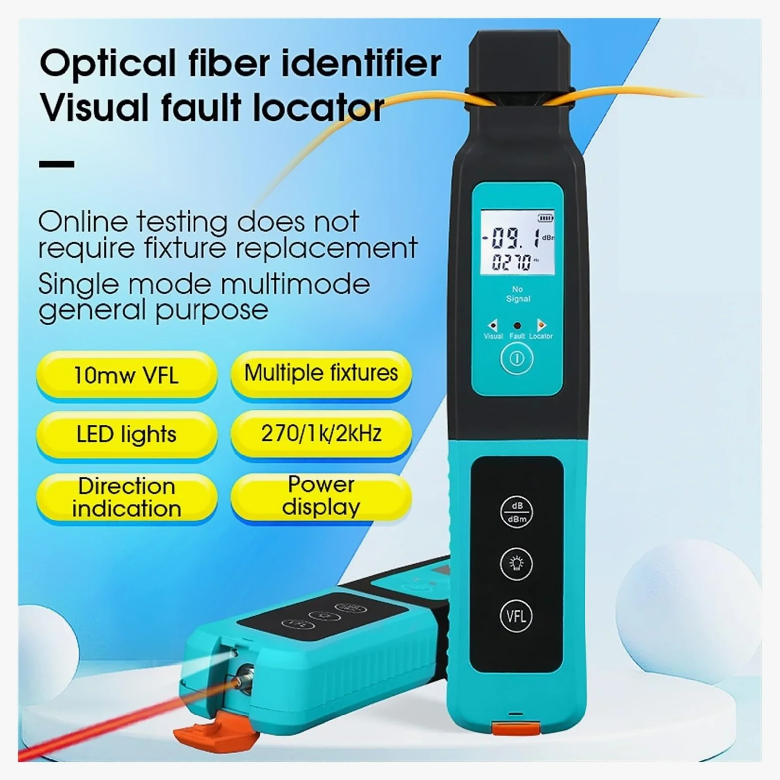 Identificador De Fibra Óptica Identificador Óptico De Fibra Viva Con Localizador Visual De Fallos Integrado De 10mw 800-1700nm SM MM