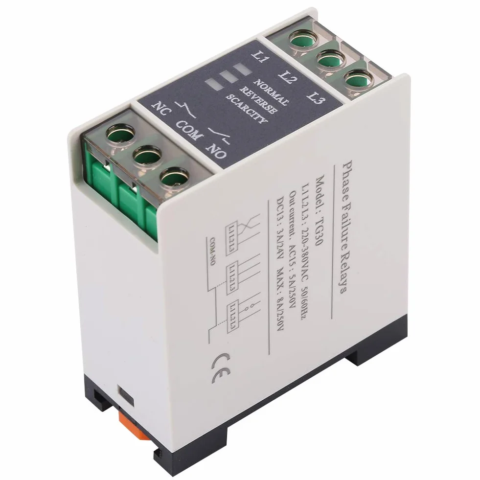 Relé De Secuencia De Fase Trifásico, TG30 220-380VAC Relé De Secuencia Protector Voltaje Fase Relé De Protección De Voltaje Relé De Monitoreo Para Motores, Ascensores, Energía
