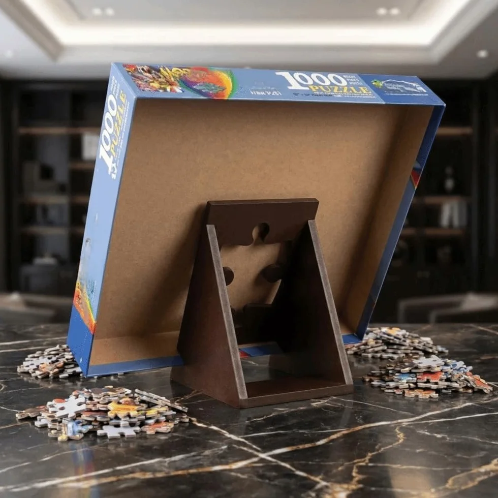 Soporte de caja de rompecabezas con base antideslizante, tablero de exhibición, organizador de plástico multifuncional (negro)