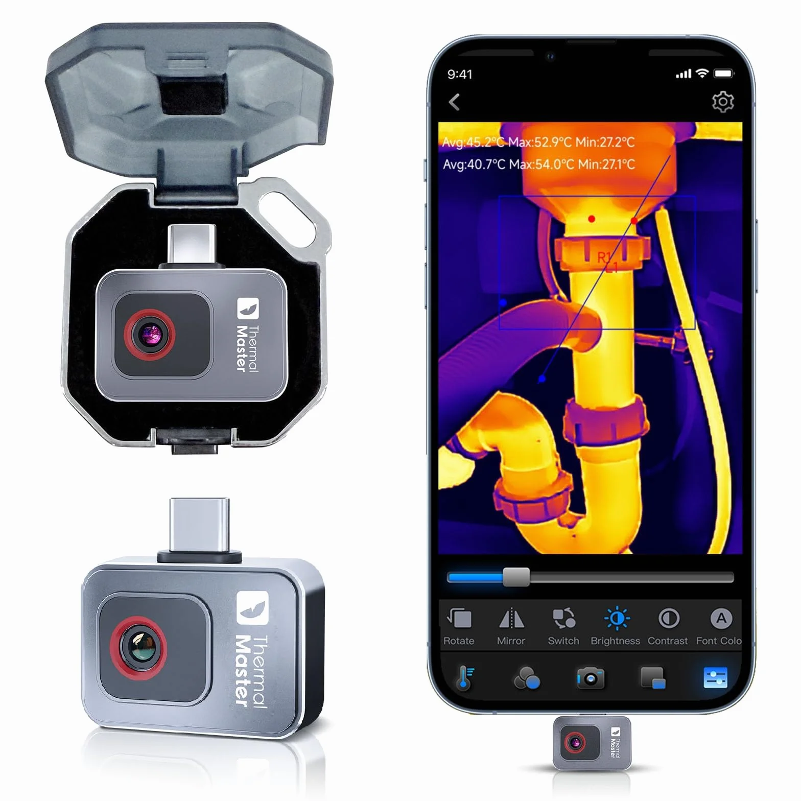 Thermal Master P2 Cámara térmica para teléfonos Android, cámara infrarroja X³ Resolución de Infrarrojos 512 x 384, imágenes térmicas para inspección de la casa, de -20 a 600 ℃, zoom de 15x