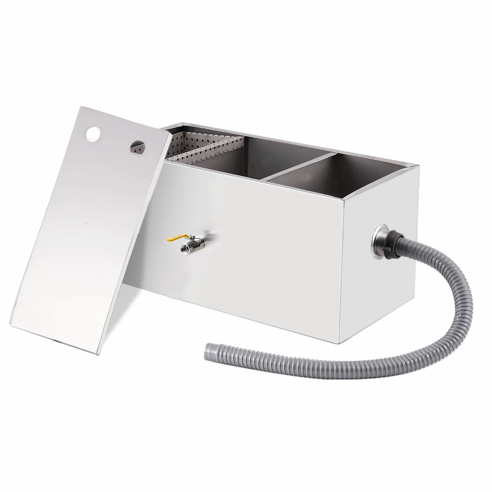 YUCHENGTECH Interceptor de Grasa Comercial 50L Separador de Grasa de Acero Inoxidable Separador de Agua y Aceite Trampa de Grasa para Cocina, Cantina, Restaurante 60x29x29cm