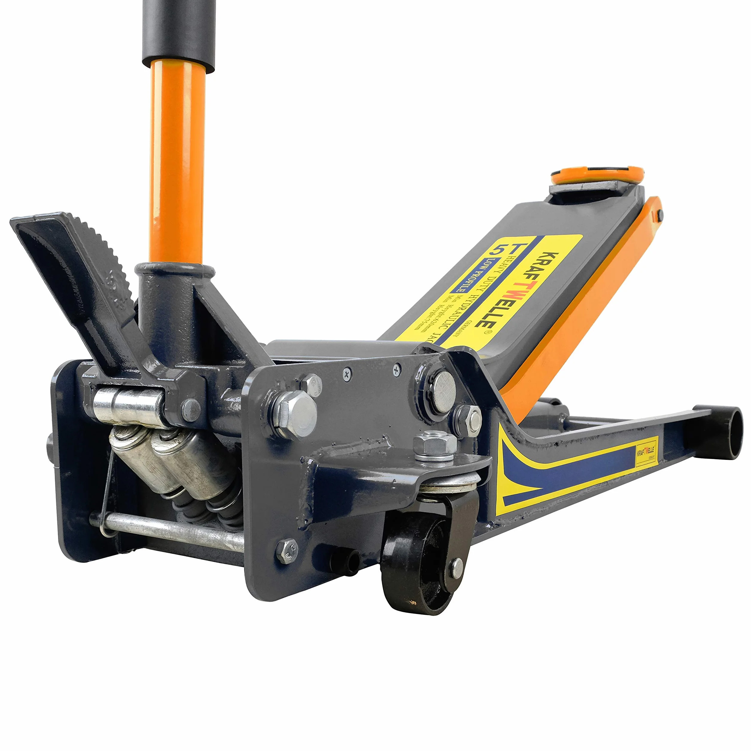 Kraftwelle 5T Profi Gato hidráulico de carretilla automotriz plano azul (profundidad de inserción 75 mm, altura máxima 620 mm, capacidad de carga 5000 kg)