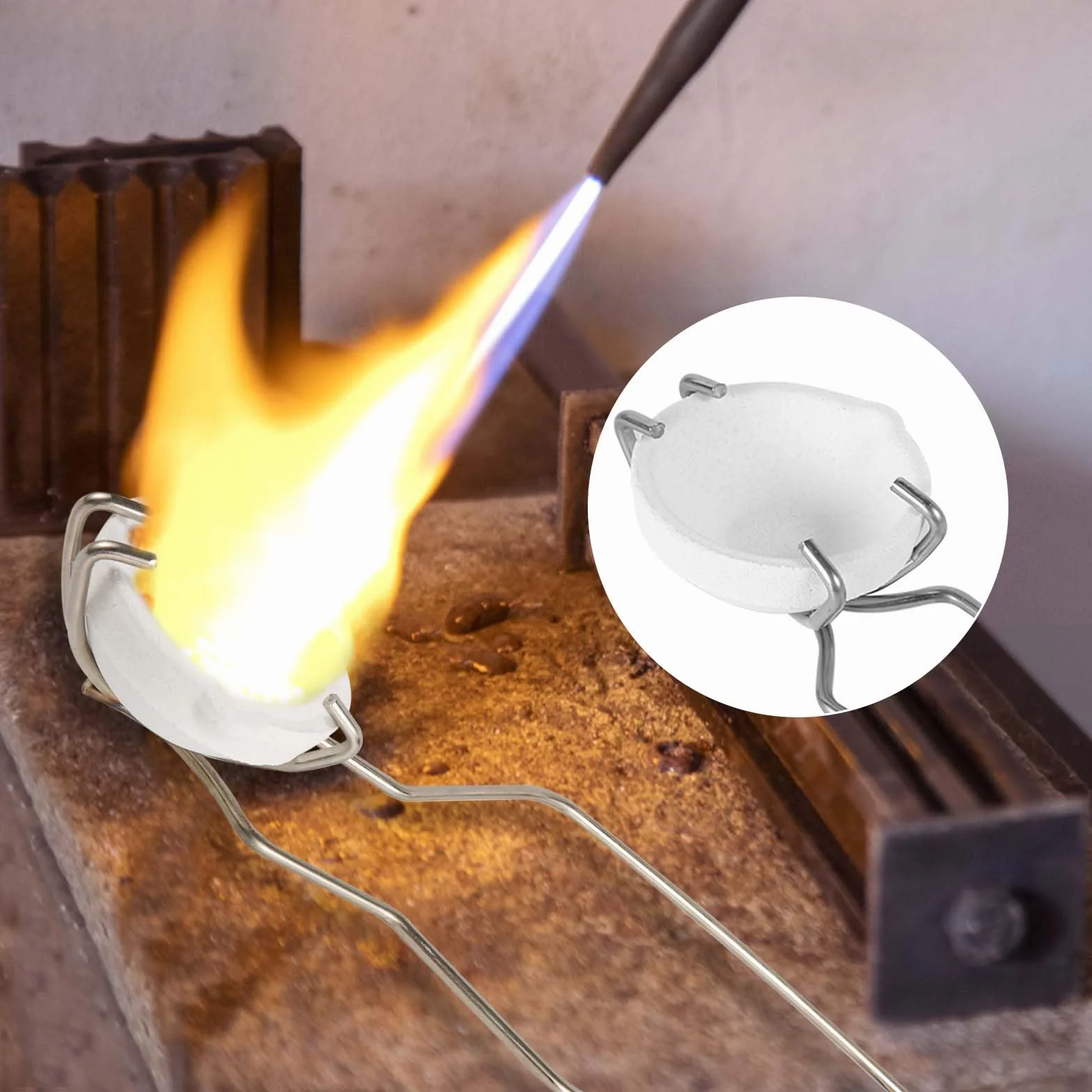 Kit de 6 Piezas de Crisol con Crisoles de Cuarzo Pequeños y Pinzas para Derretir Metal Oro Plata Cobre