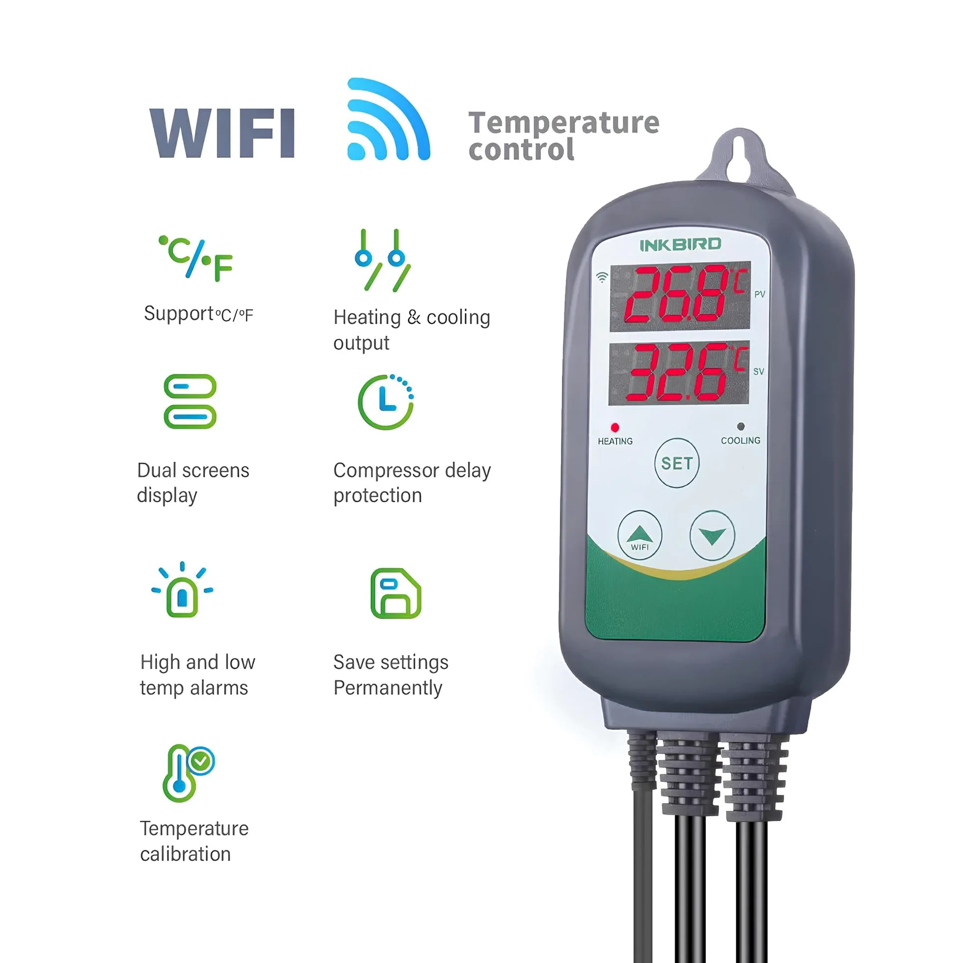Thermorregulador Inkbird ITC-308S Controlador digital para calefacción y refrigeración