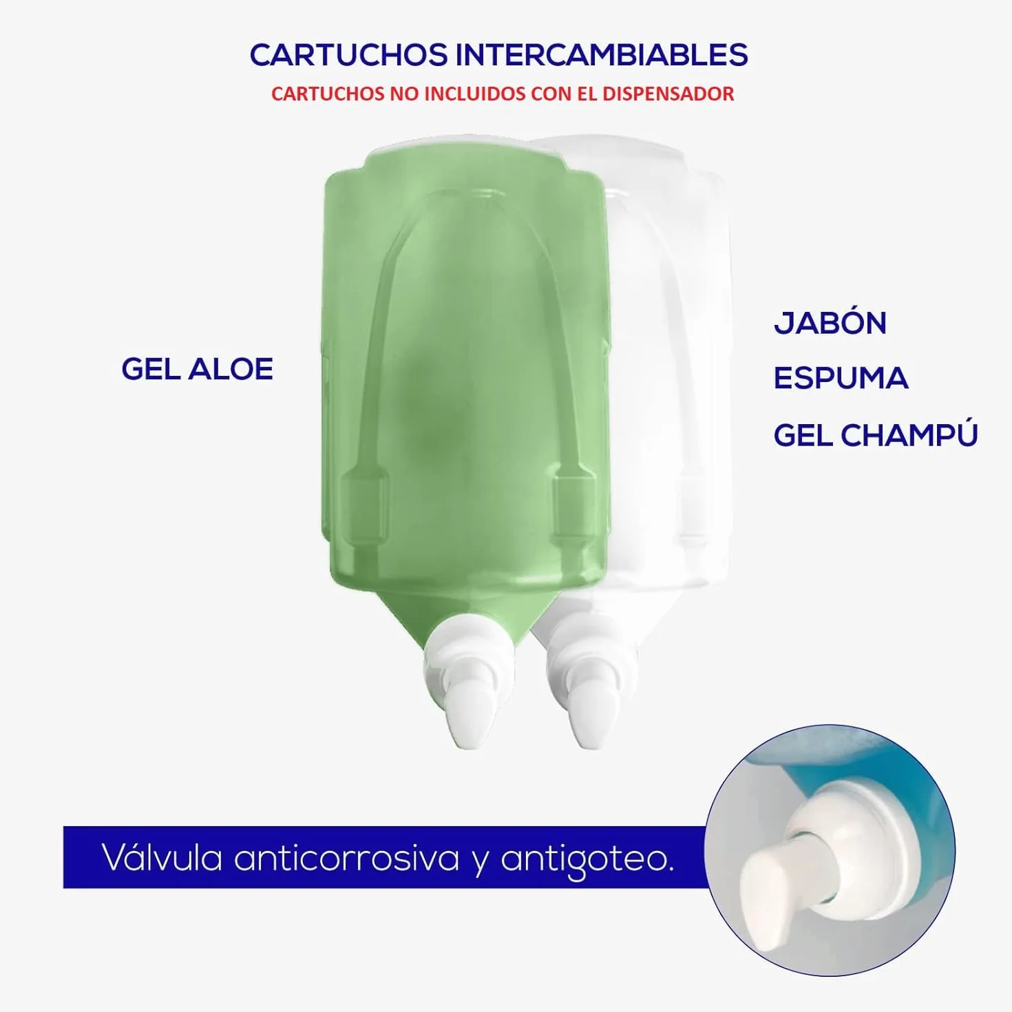 Jofel Aitana AC73000 Dispensador Jabón Pared 1L Recargable ABS Anticorrosión Antigoteo Blanco