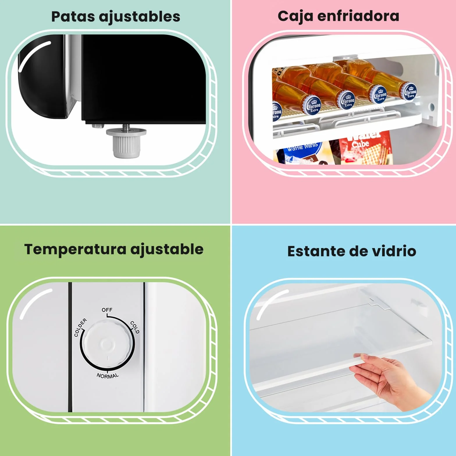 Comfee' RCD93BL2EURT(E) Refrigerador Bajo Encimera 93L Retro Independiente Negro