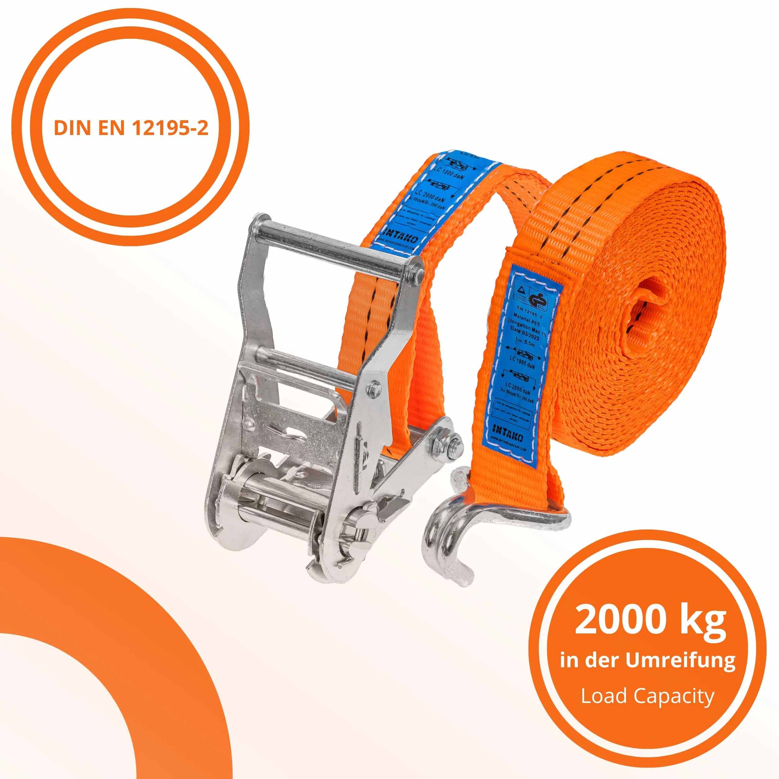 Cinchas de Amarre con Carraca 4 Piezas 4m 2000 kg 35 mm Naranja